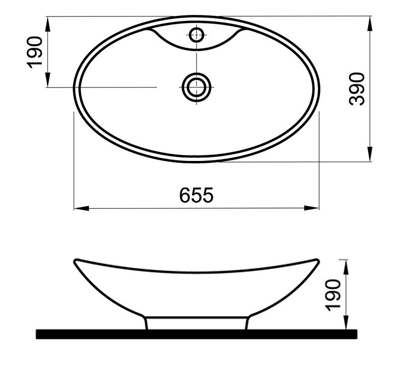 Aufsatz-Waschtisch Gondel 65 cm