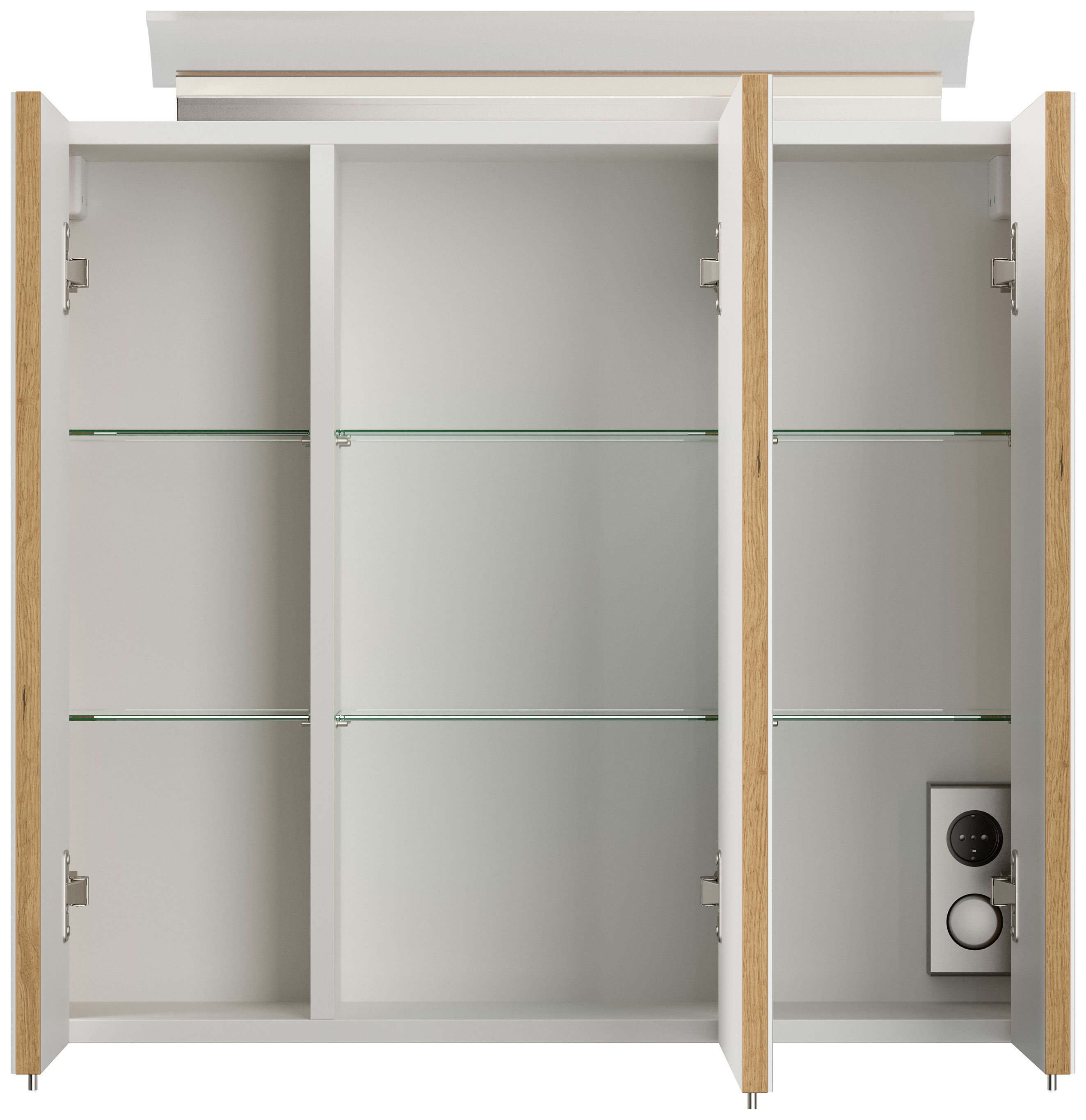 Badmöbelset Taifun 170cm 4tlg mit 2x Spiegelschrank & 3er Boxen Set eiche gold