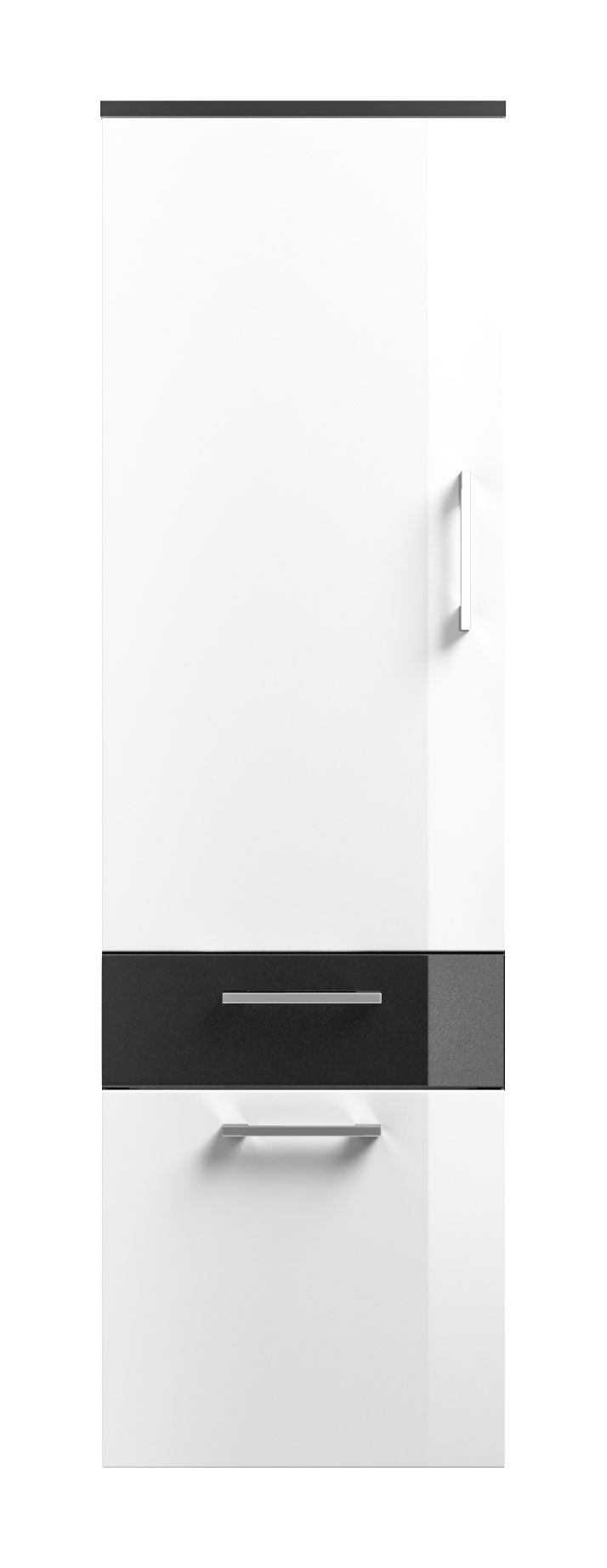 Hochschrank Rima 135 cm Weiss hochglanz/Grafit hochglanz