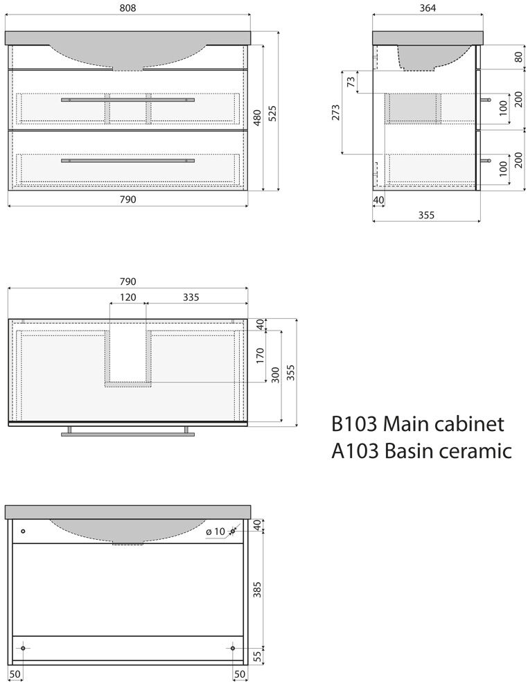 Badmöbel-Set Eton 800 Quarz Carrara 3tlg LED-Spiegel SoftClose weiss hochglanz