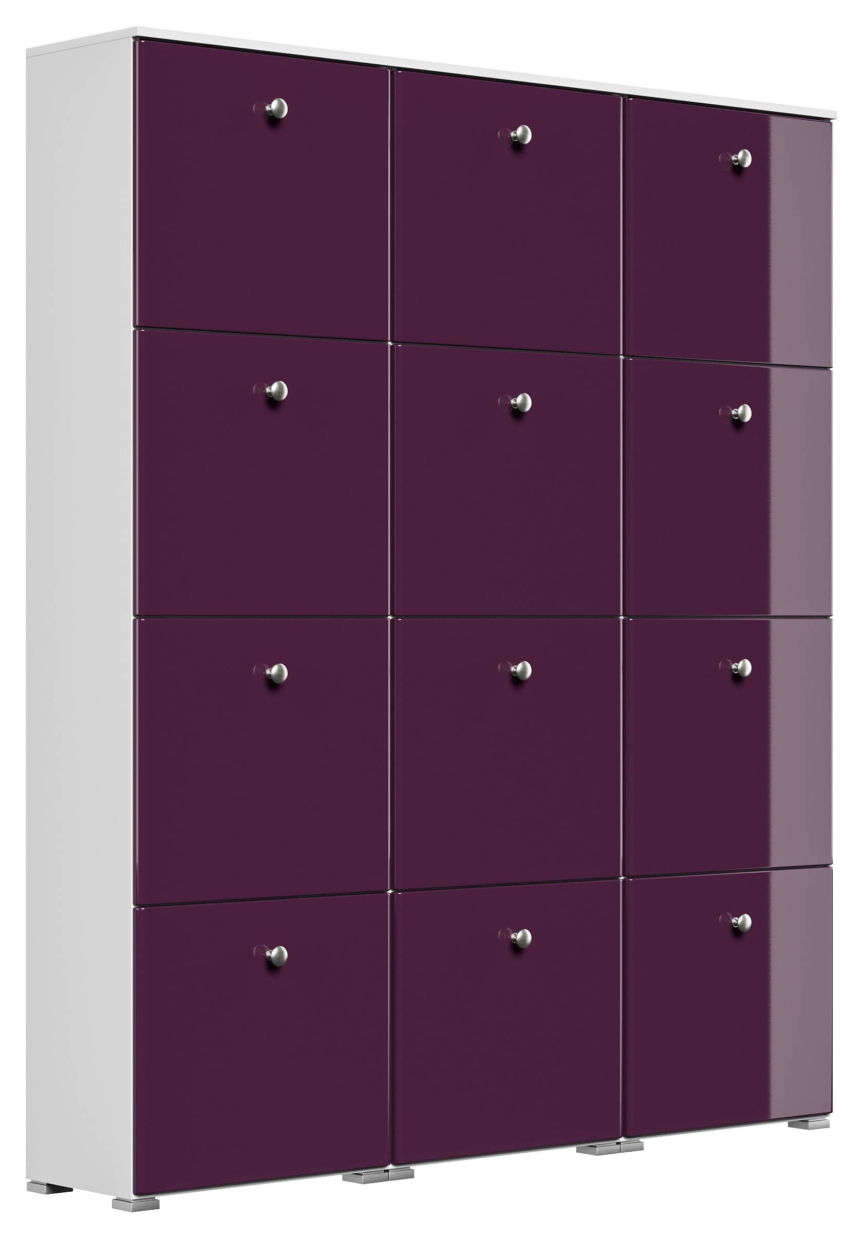 Schuhschrank XXXL Comfort 12 Klappen 48 Paar 160x187 cm Weiss-Brombeer