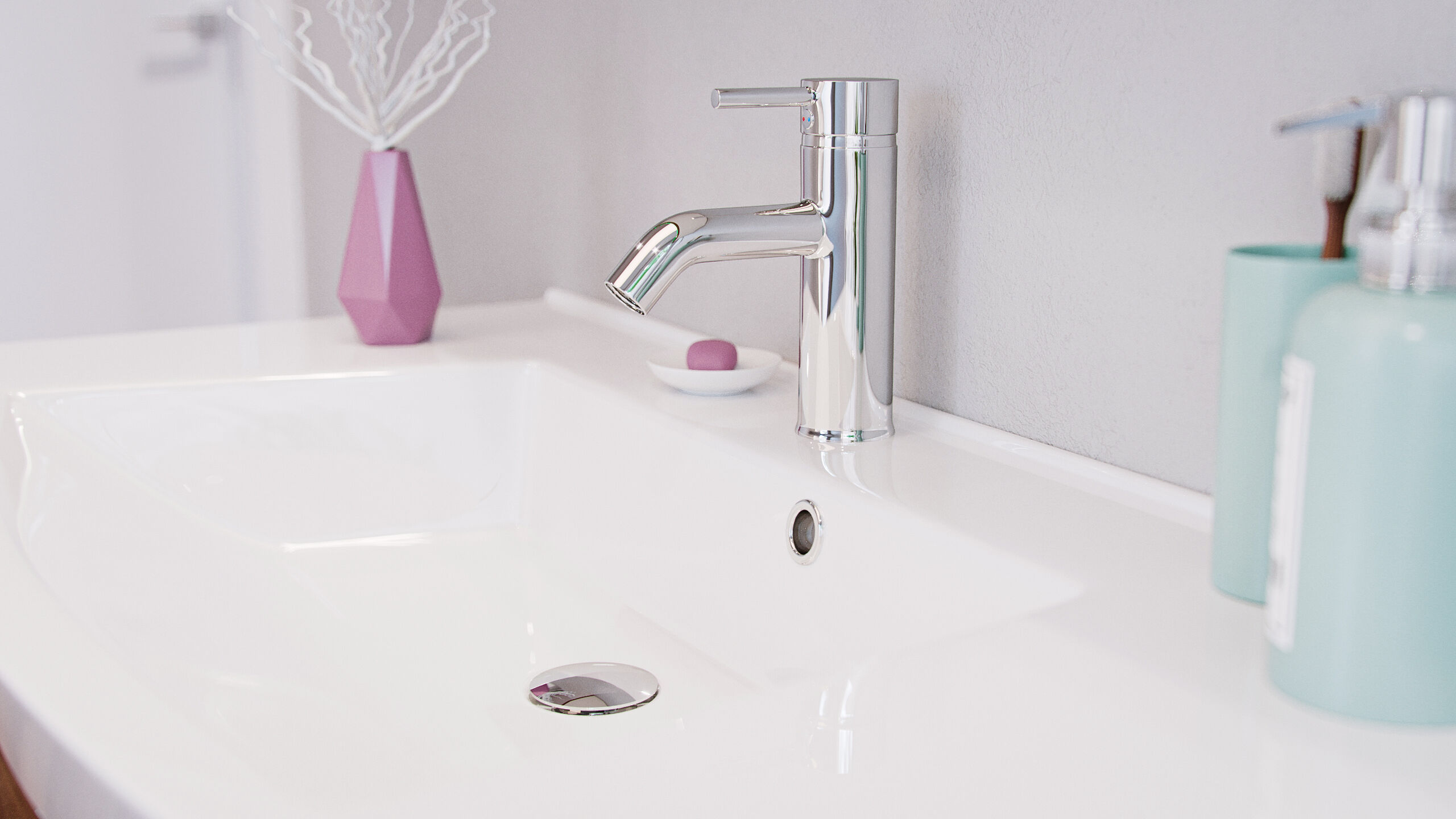 Badmöbel-Set EEK: A Malema in Walnuss- weiß mit abgerundeter Front 3- teilig