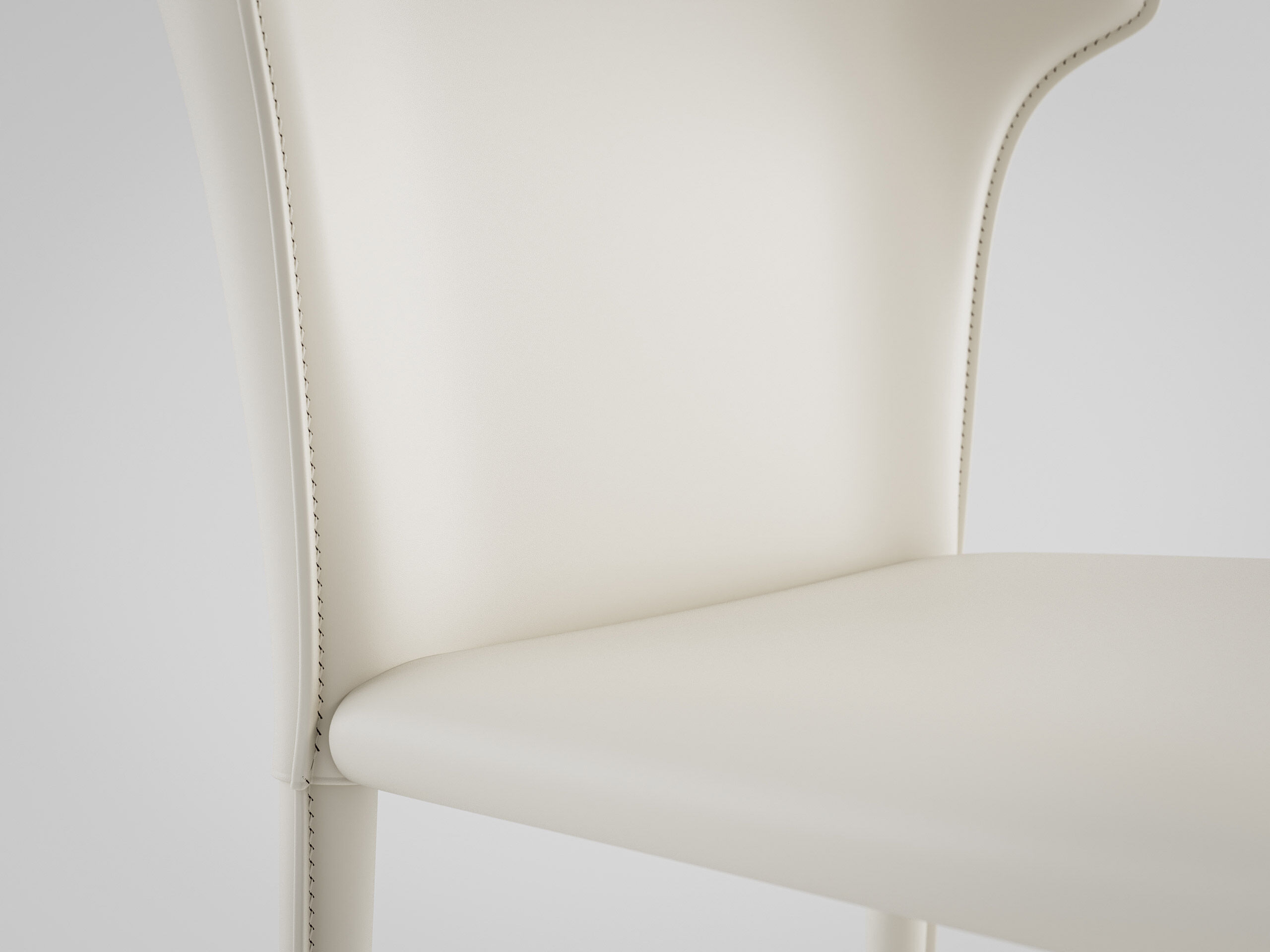 2er Set Esszimmerstuhl Design Küchenstuhl Vince Kunstleder creme Metallbeine