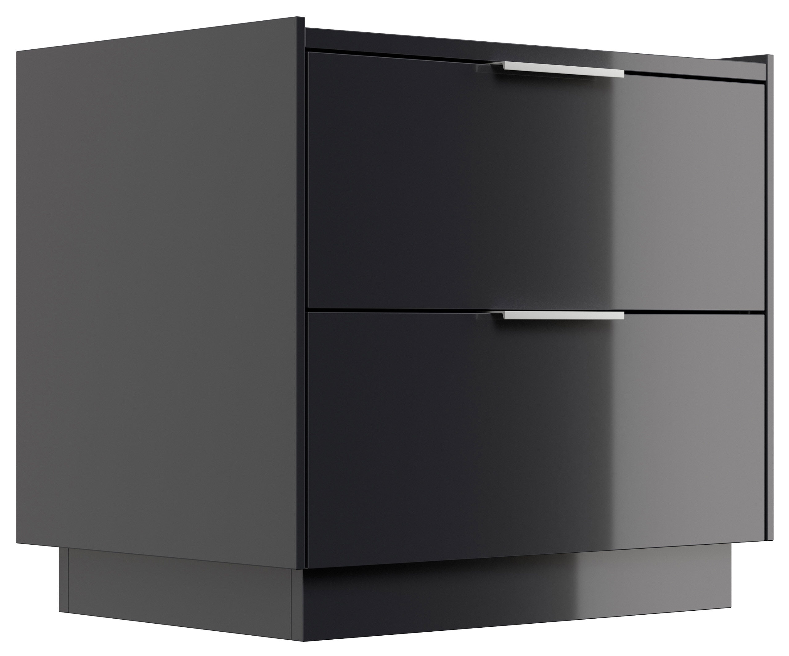 Design Nachttisch Kommode Artem 60cm, 2 Softeinzüge lackiert Weiß Hgl