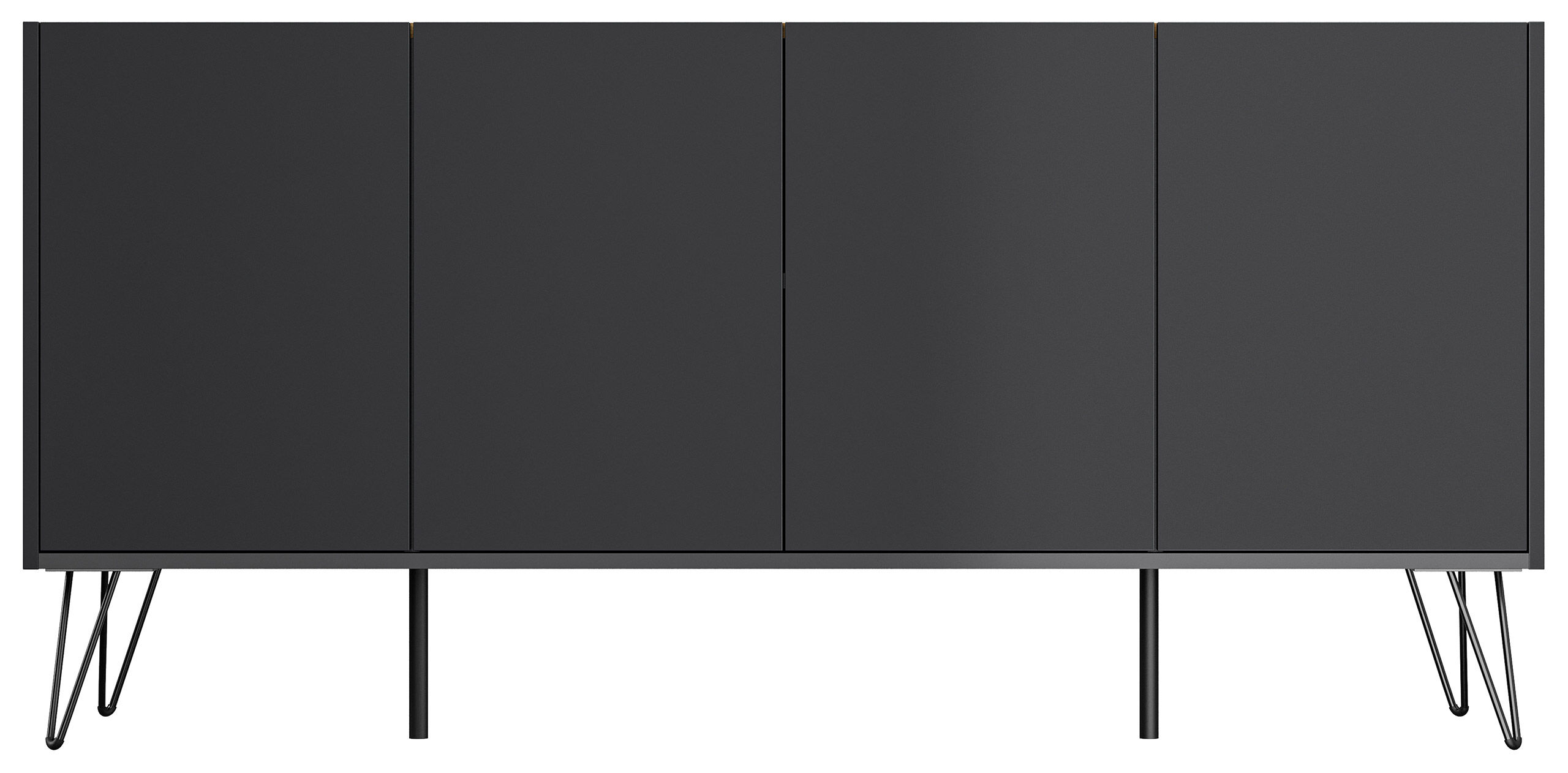 Raumwunder XL Sideboard Kommode Maxim 155cm stehend 4 Türen Grafit/Eiche Top