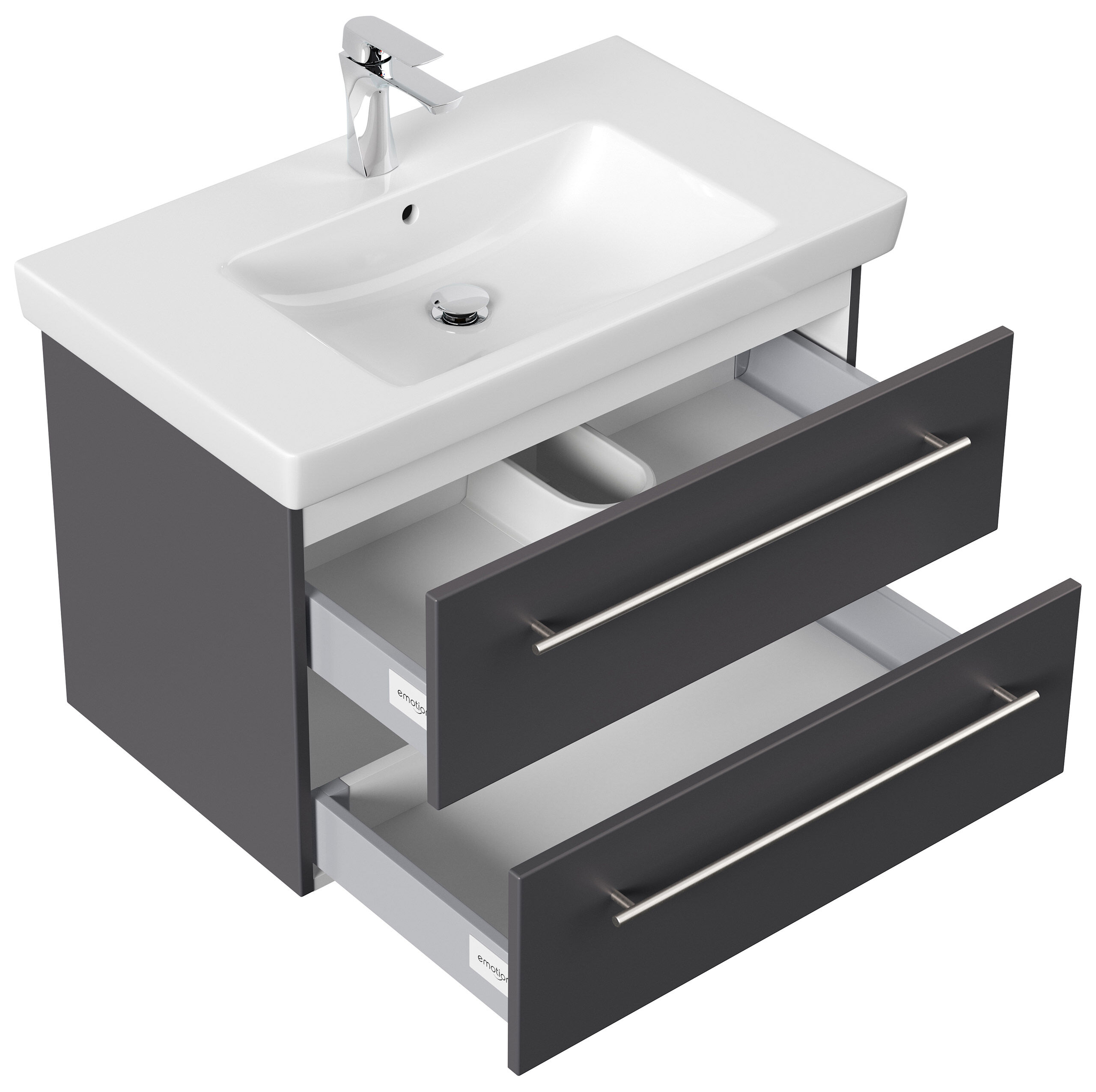 Badmöbel mit Villeroy & Boch Subway 2.0 Waschbecken 80 cm SoftClose anthrazit
