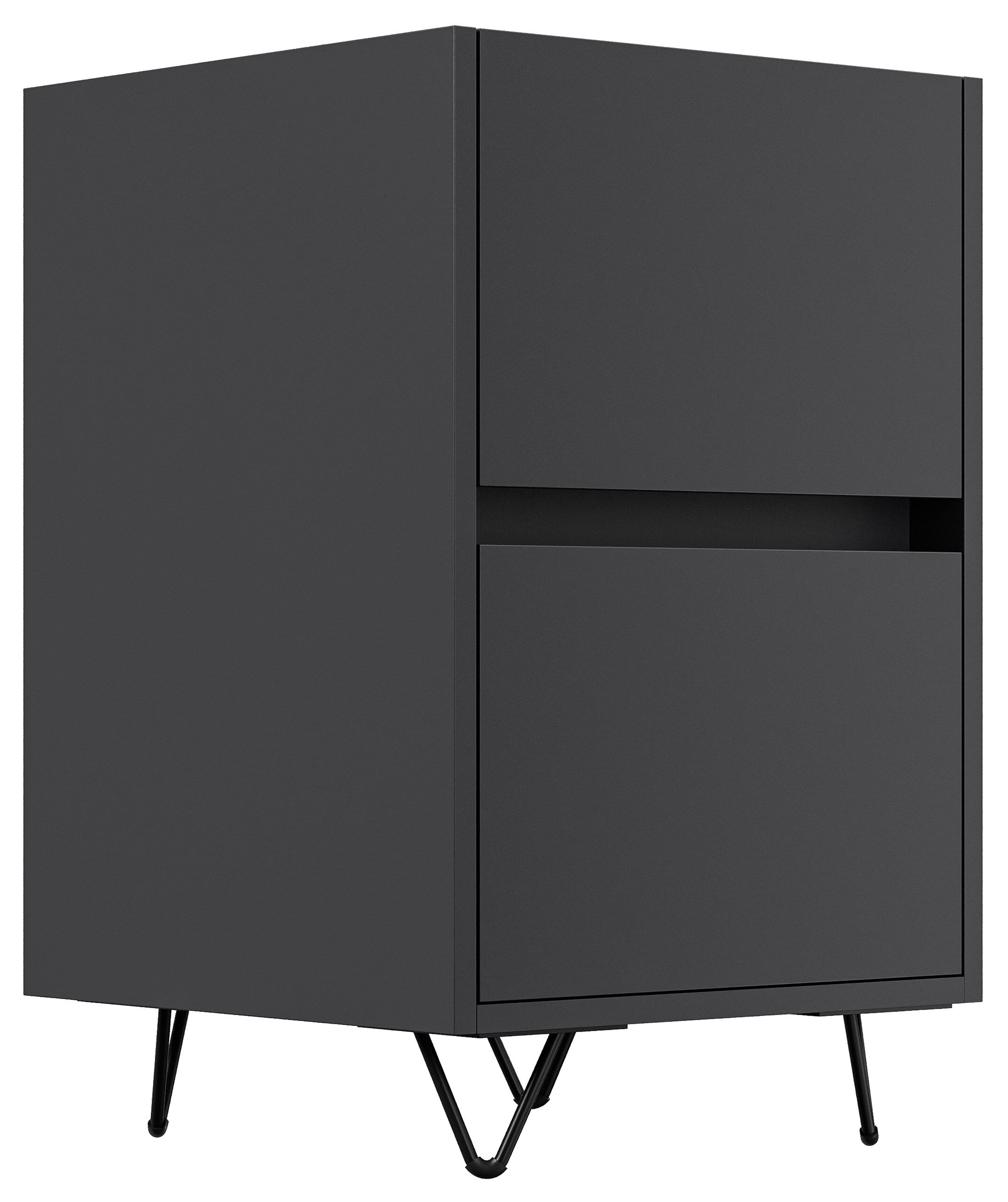 Nachttisch Yako 40cm 2 SoftClose stehend Weiß & Eiche Top