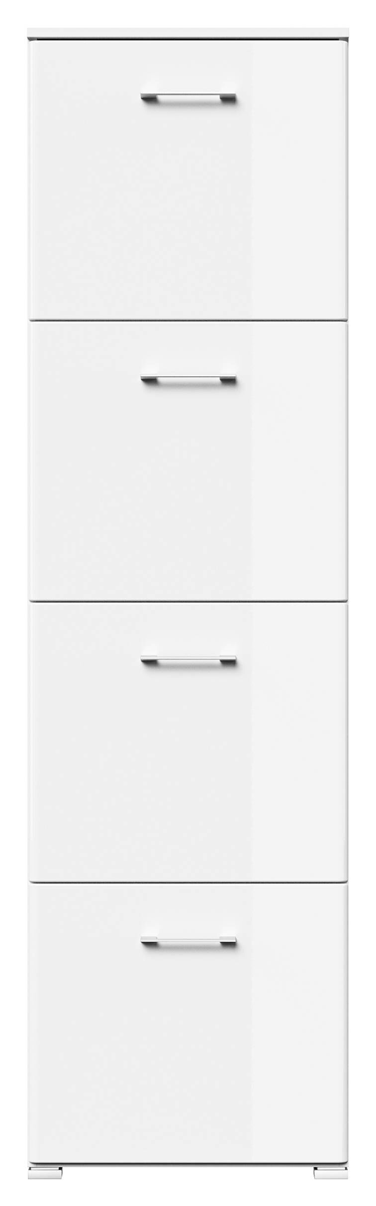 Schuhschrank Emotion 4 Klappen 16 Paar 52x187 cm Weiss-Weiss Hgl