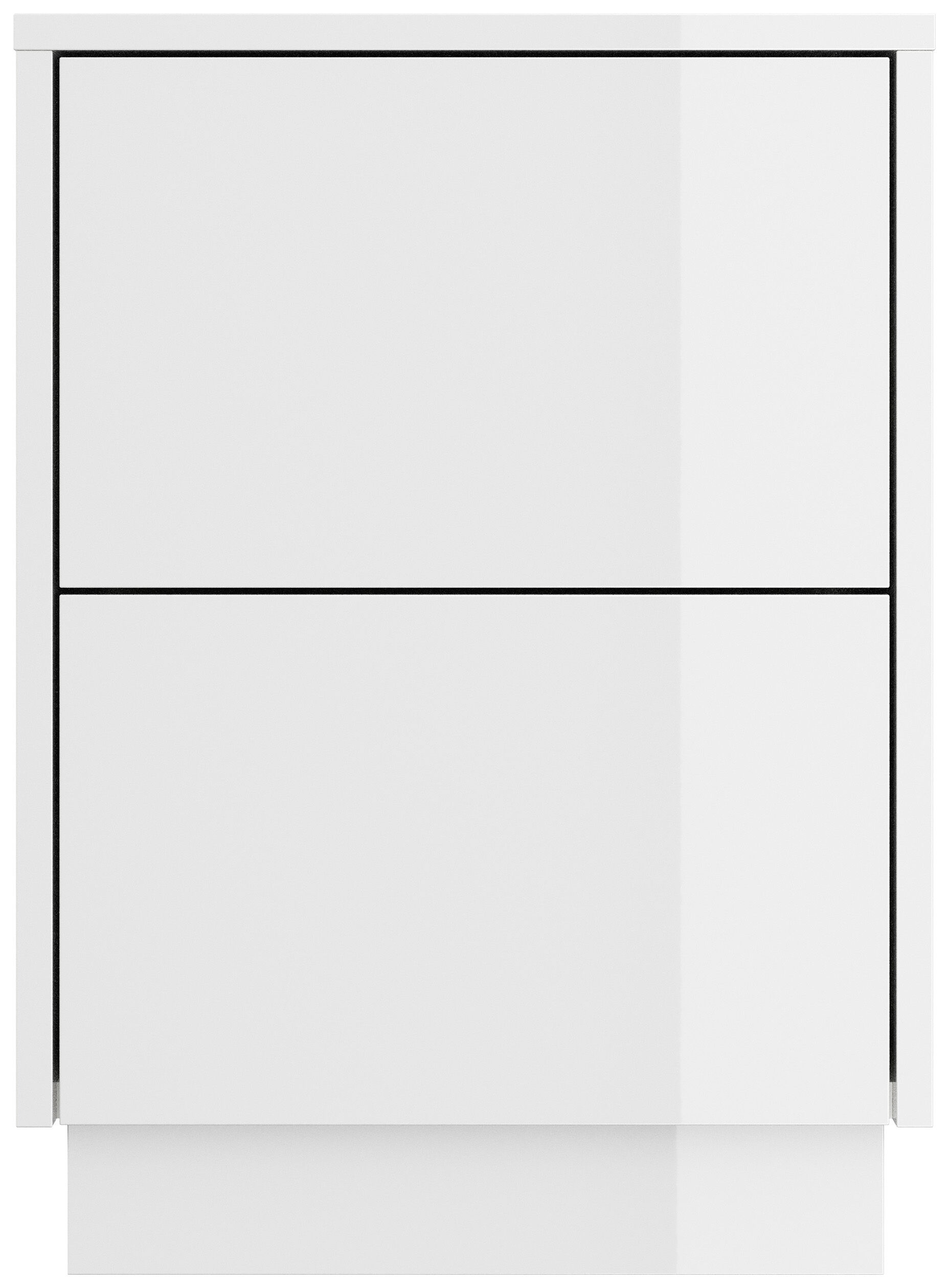 Design Nachttisch Concepto S 40cm stehend, 2 Pushauszüge Grafit Eiche