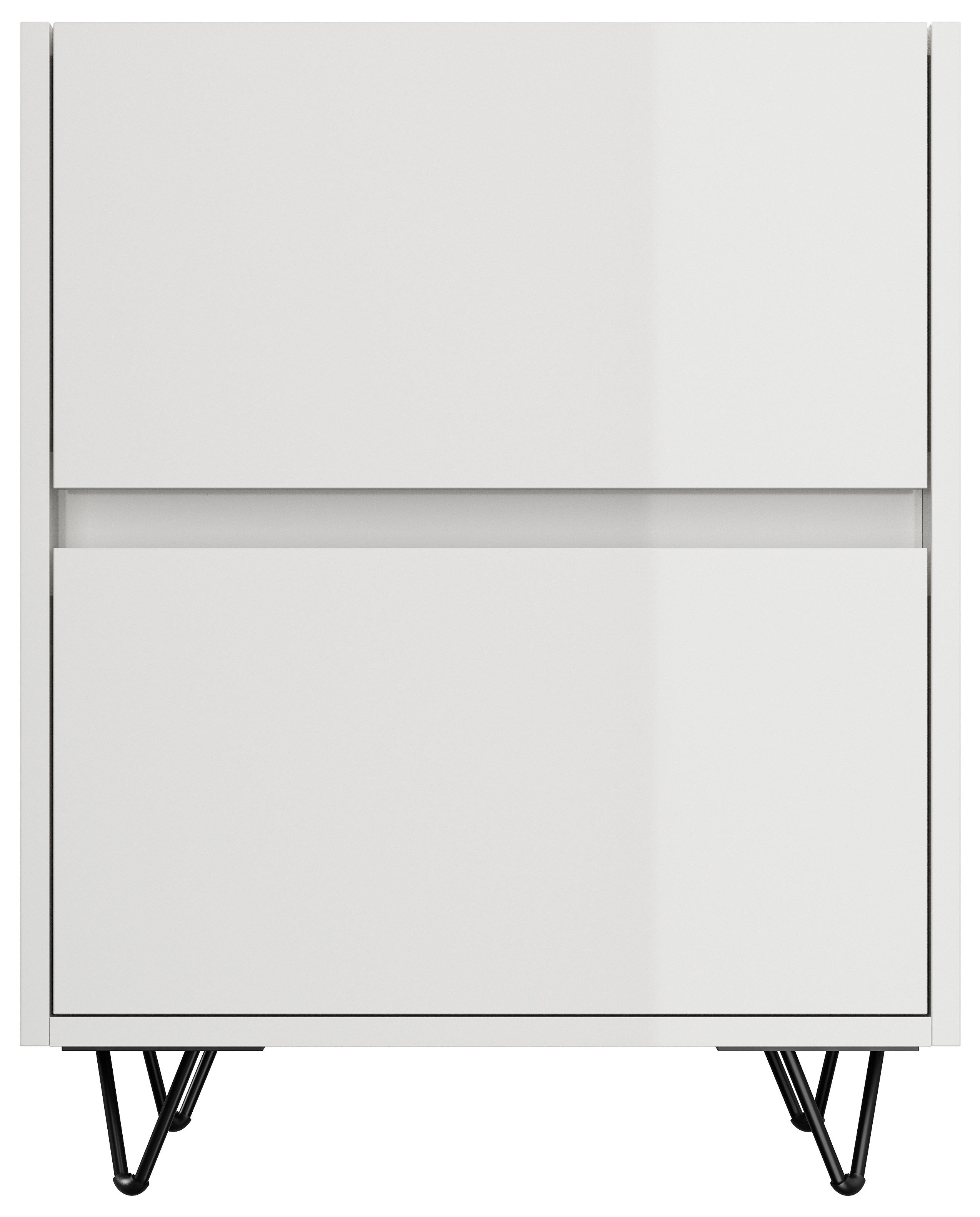 Nachttisch Yako 50cm 2 SoftClose stehend Weiß & Eiche Front