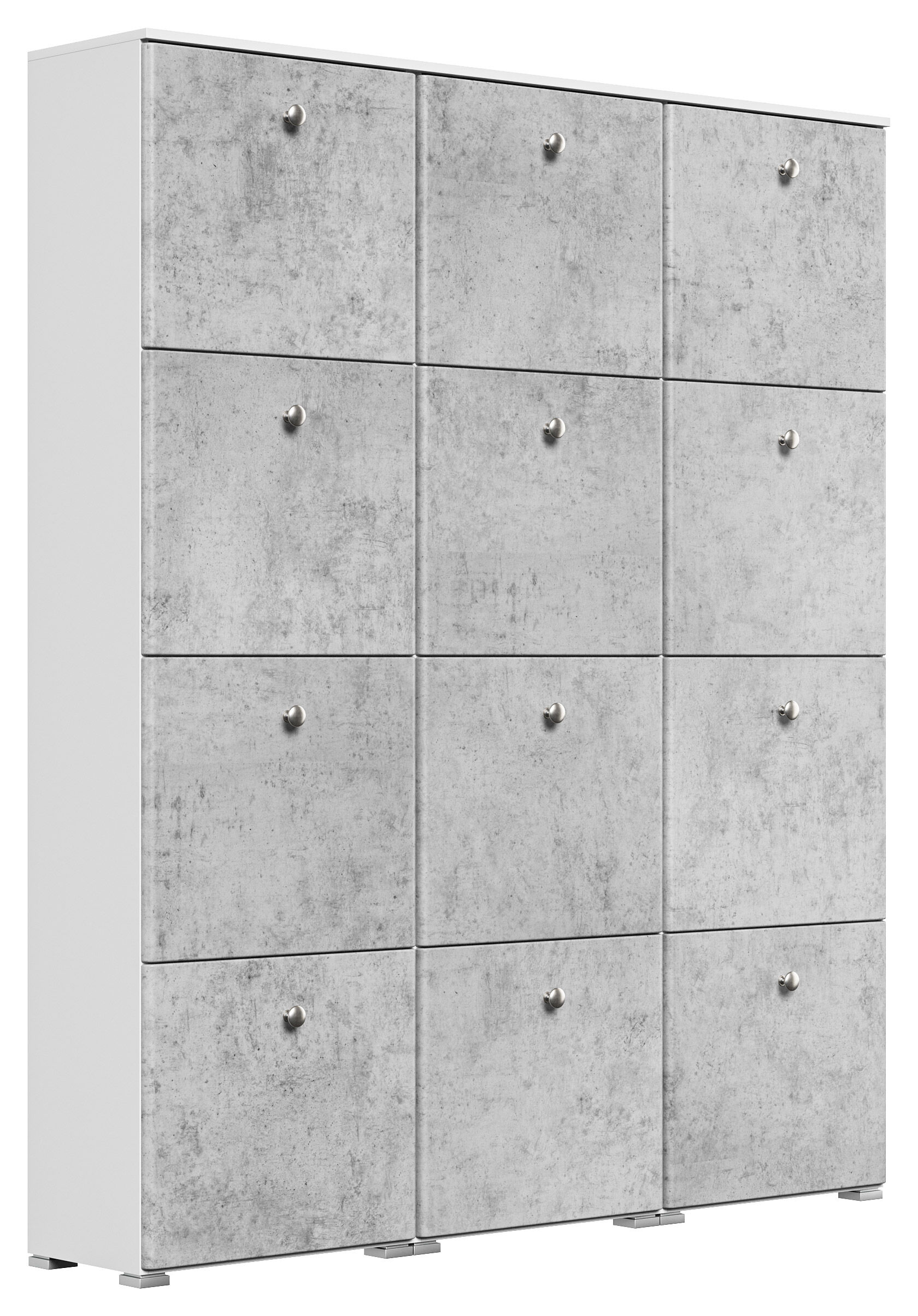 Schuhschrank XXXL Comfort 12 Klappen 48 Paar 160x187 cm Weiss-Brombeer