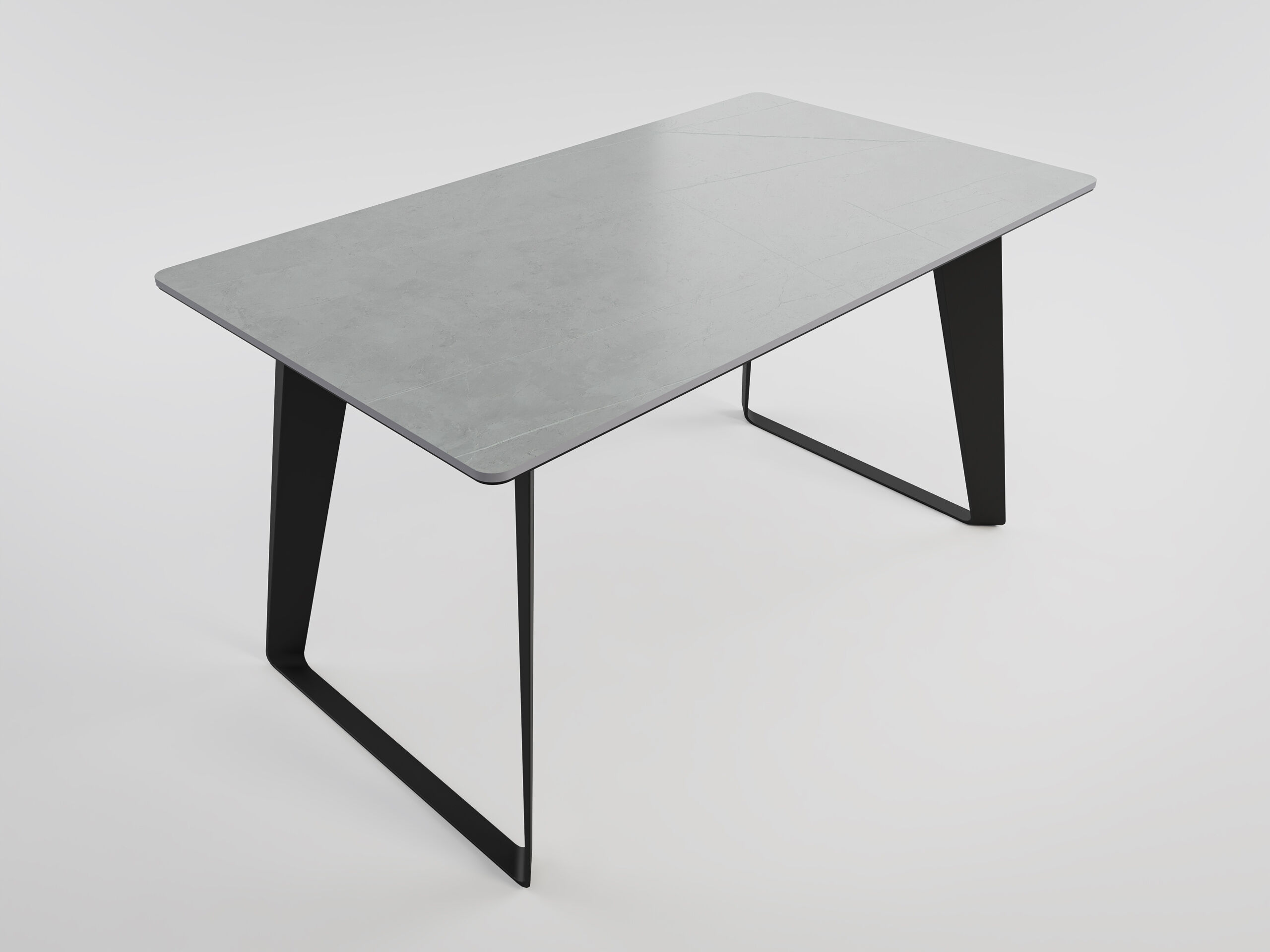 Esszimmertisch FLORINT 140x80cm weiße Keramikplatte schwarze Design-Tischkufen