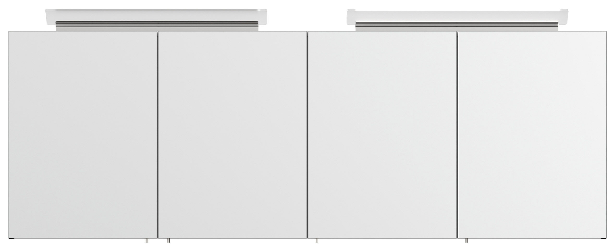 Spiegelschrank 180cm mit Acryl-Lampe und Glasböden Weiss hochglanz