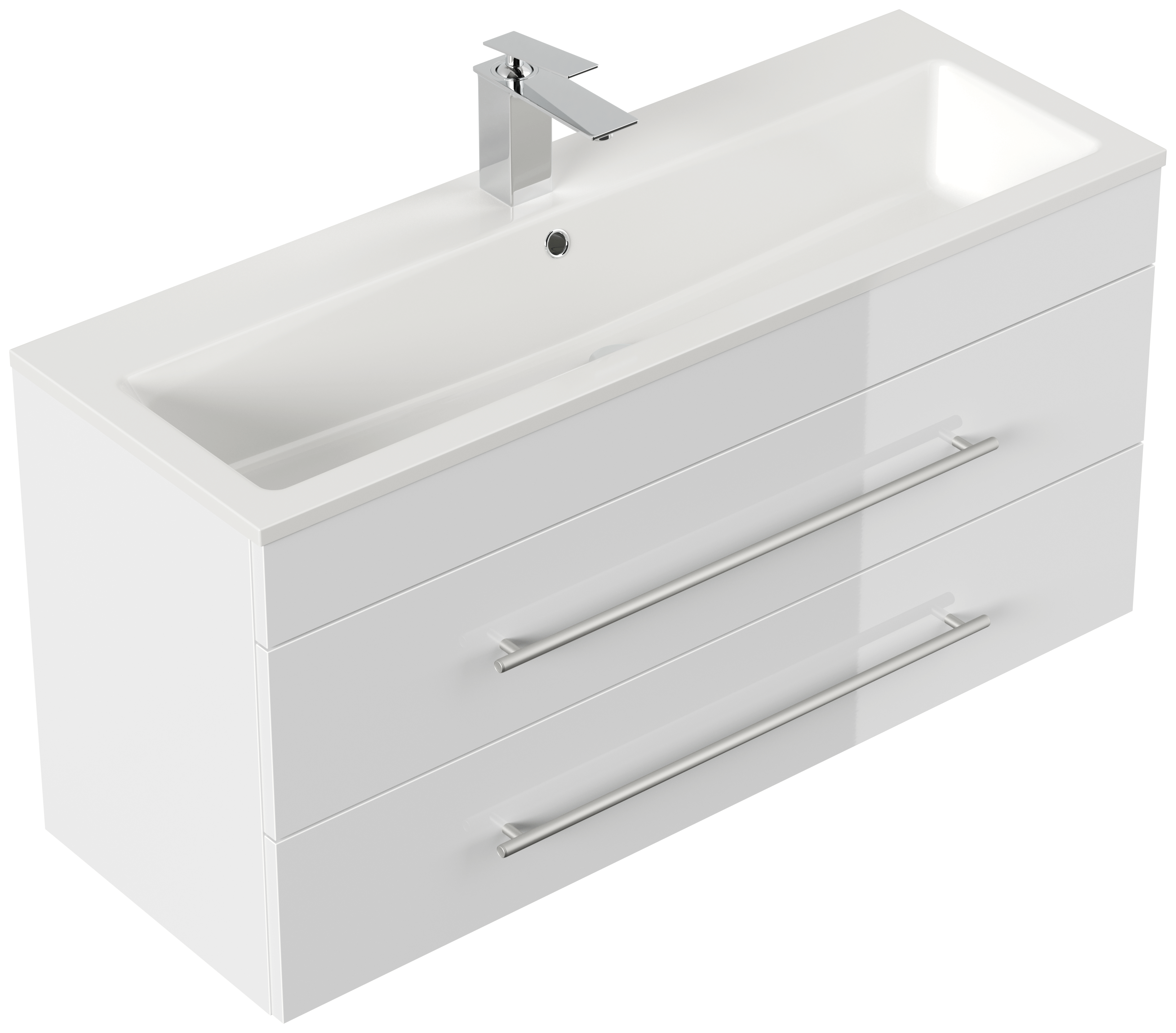 Badmöbel Mars 1000 SlimLine 100x36cm mit 2 SoftClose Schubladen weiss hochglanz