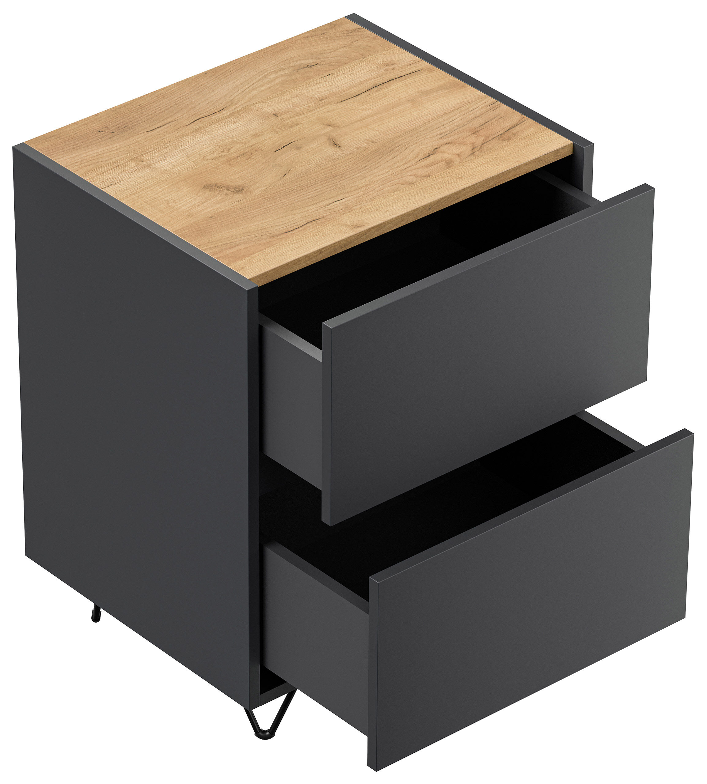 Nachttisch Yako 50cm 2 SoftClose stehend Weiß & Eiche Front