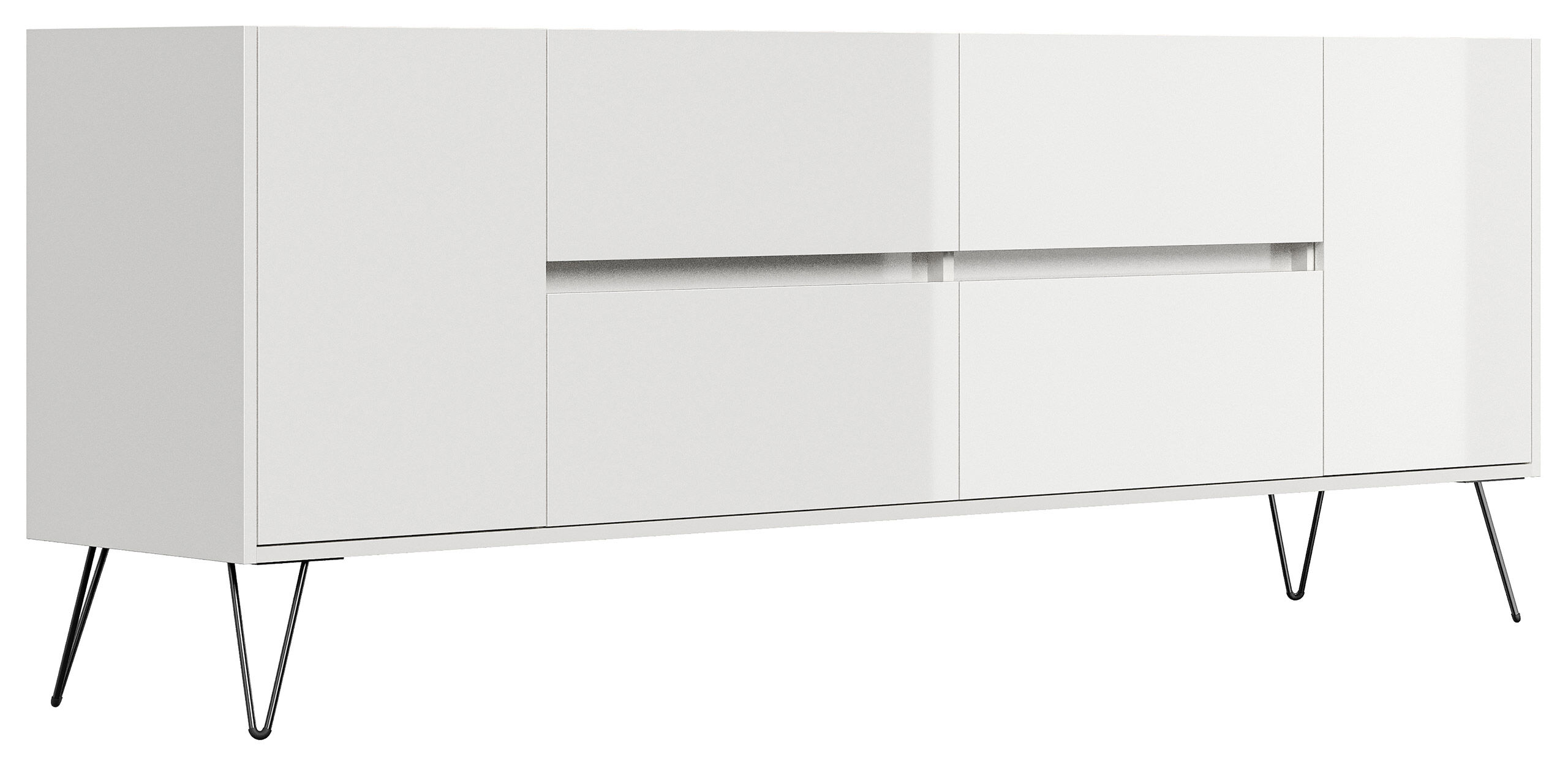 Raumwunder XXL Sideboard Kommode Heros 200cm 4 SoftClose 2 Türen Weiß/Eiche Top