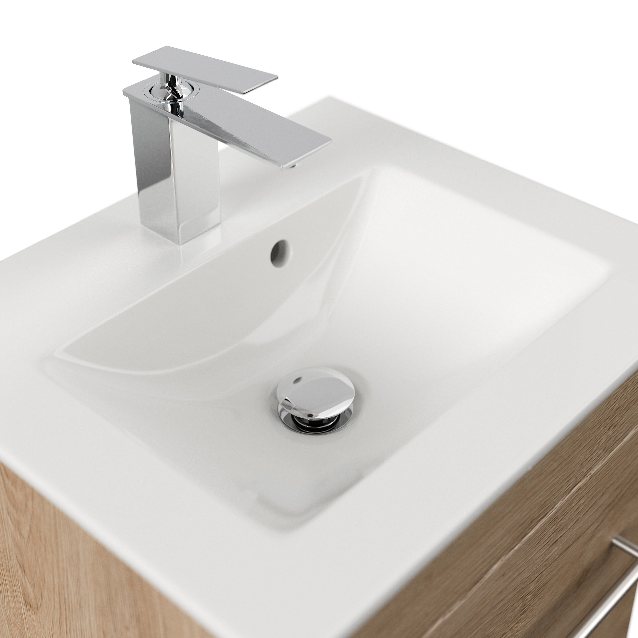 Badmöbel mit Villeroy & Boch Venticello Waschbecken 50 cm eiche hell