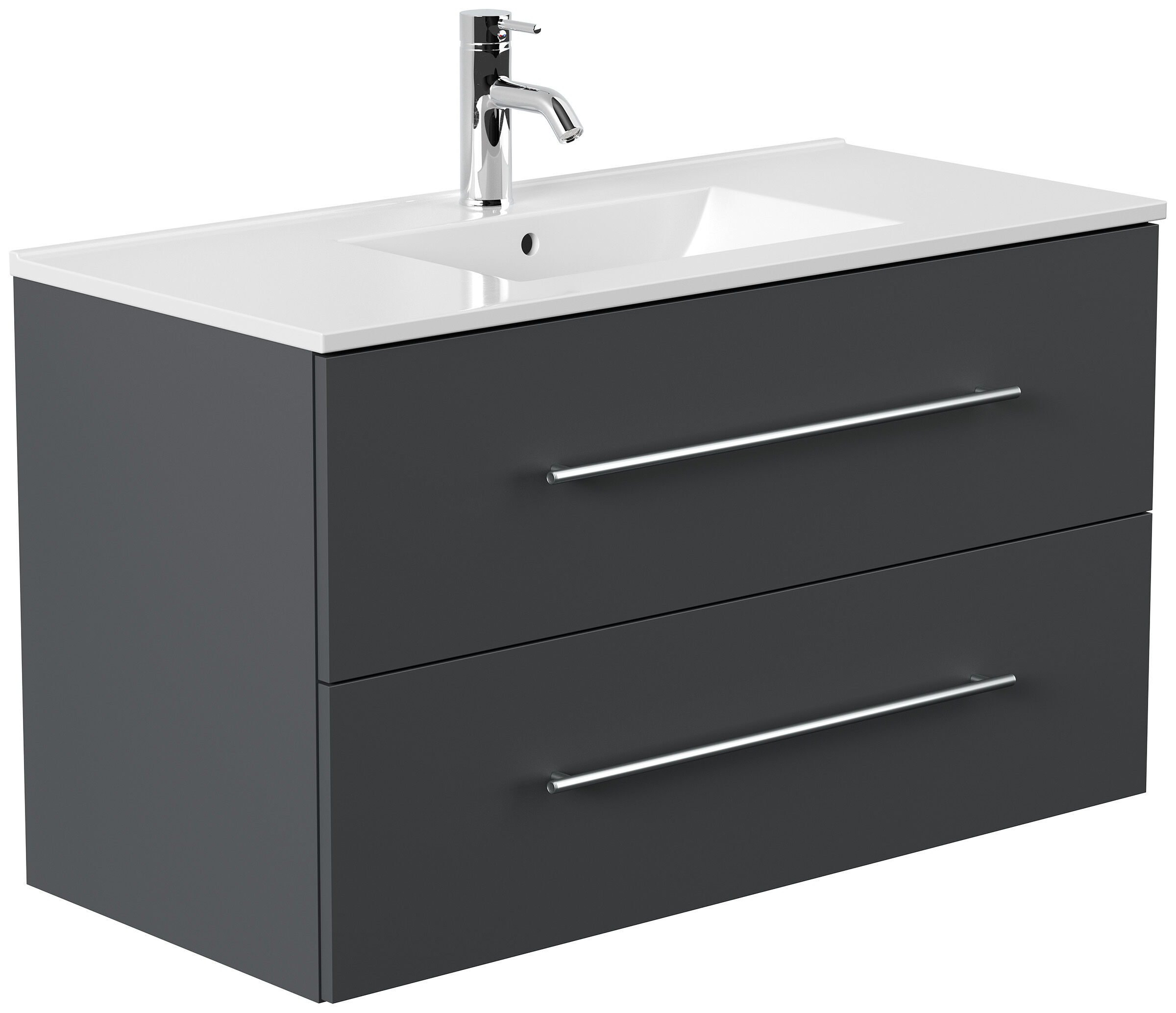 Badmöbel Set Firenze 100 3tlg. LED Spiegel und Hochschrank grafit