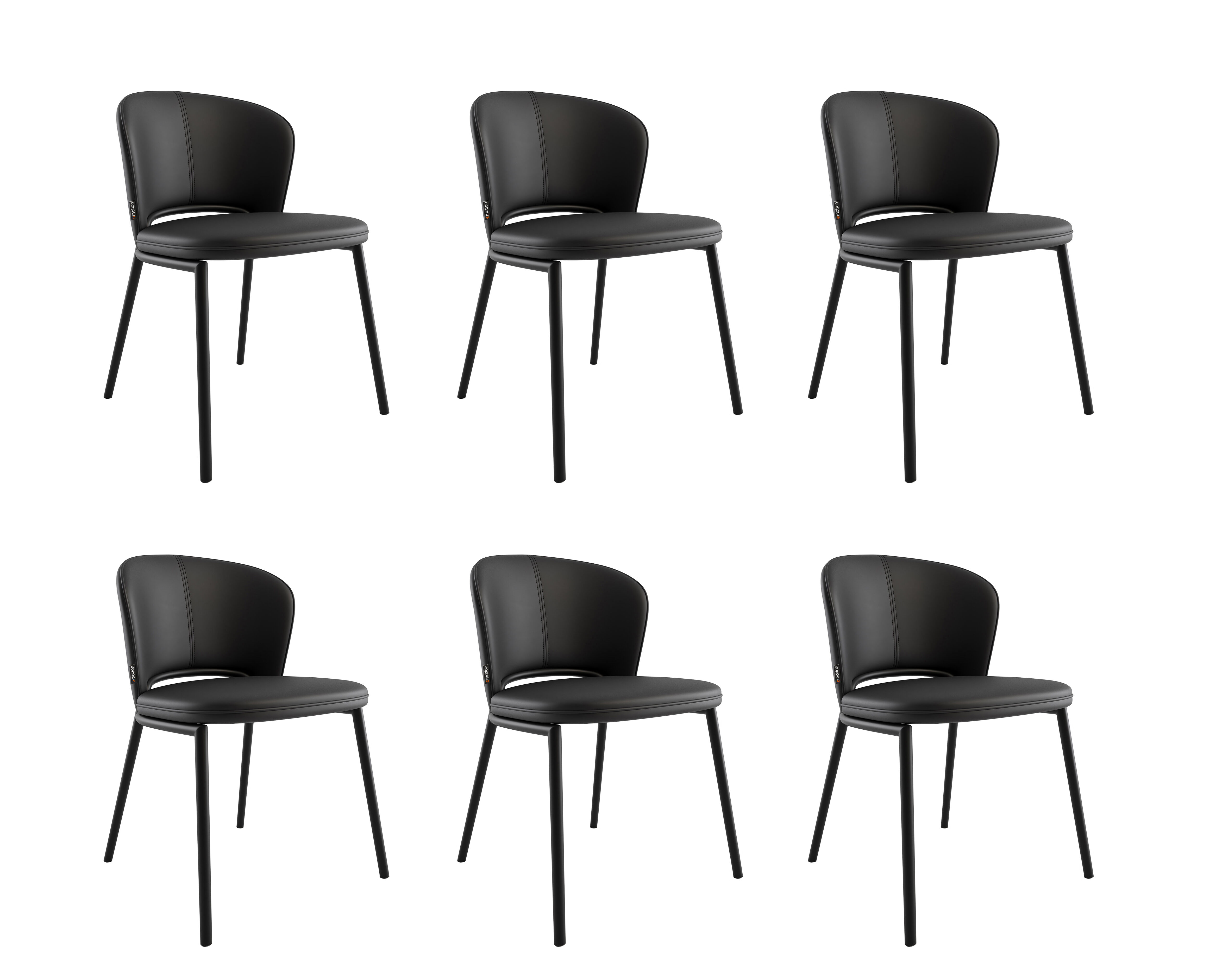 6er Set Esszimmerstuhl Design Küchenstuhl Dean Kunstleder schwarz Metallbeine | Schwarz