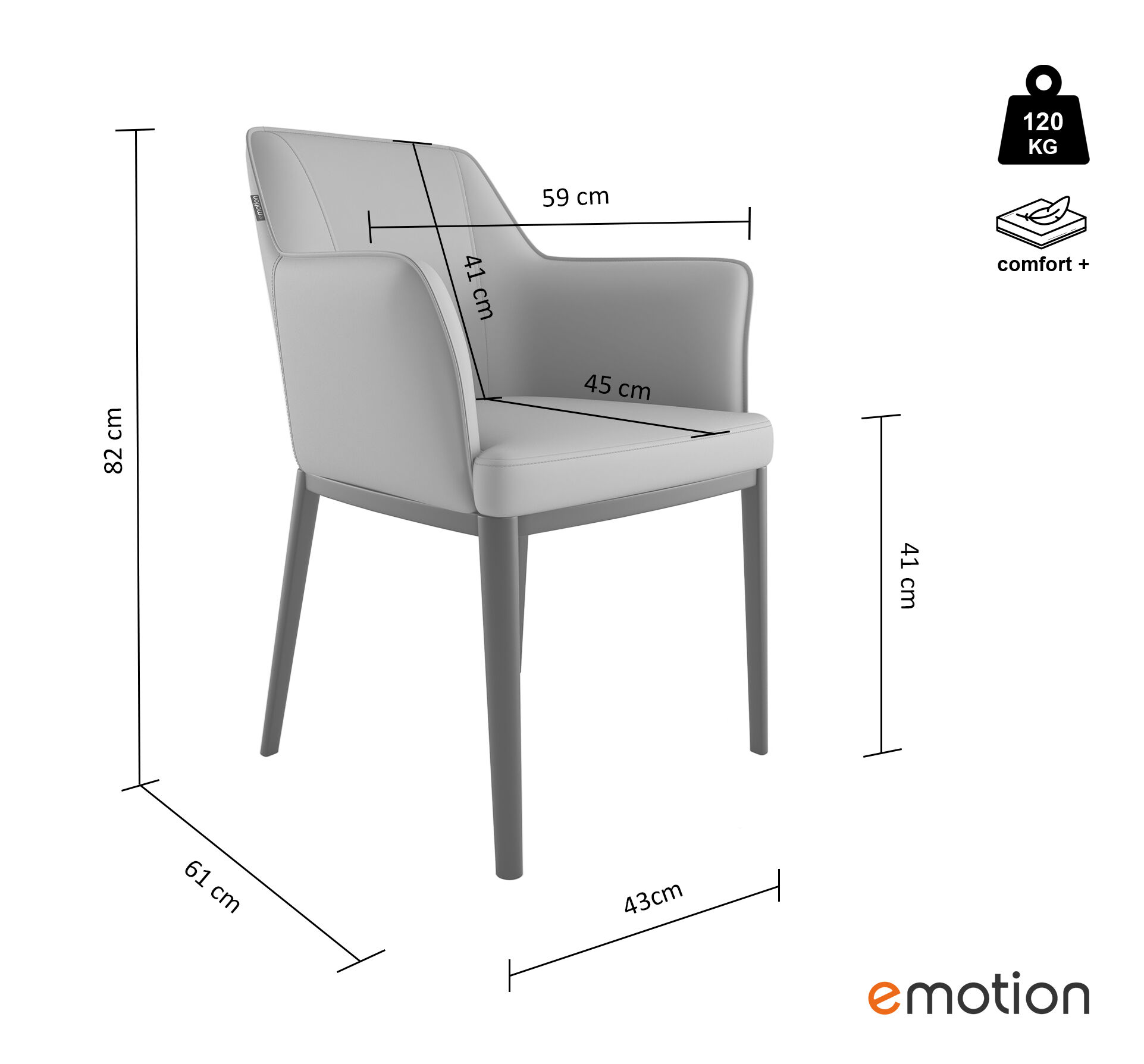 2er Set Esszimmerstuhl Design Küchenstuhl Dylan Kunstleder creme Metallbeine