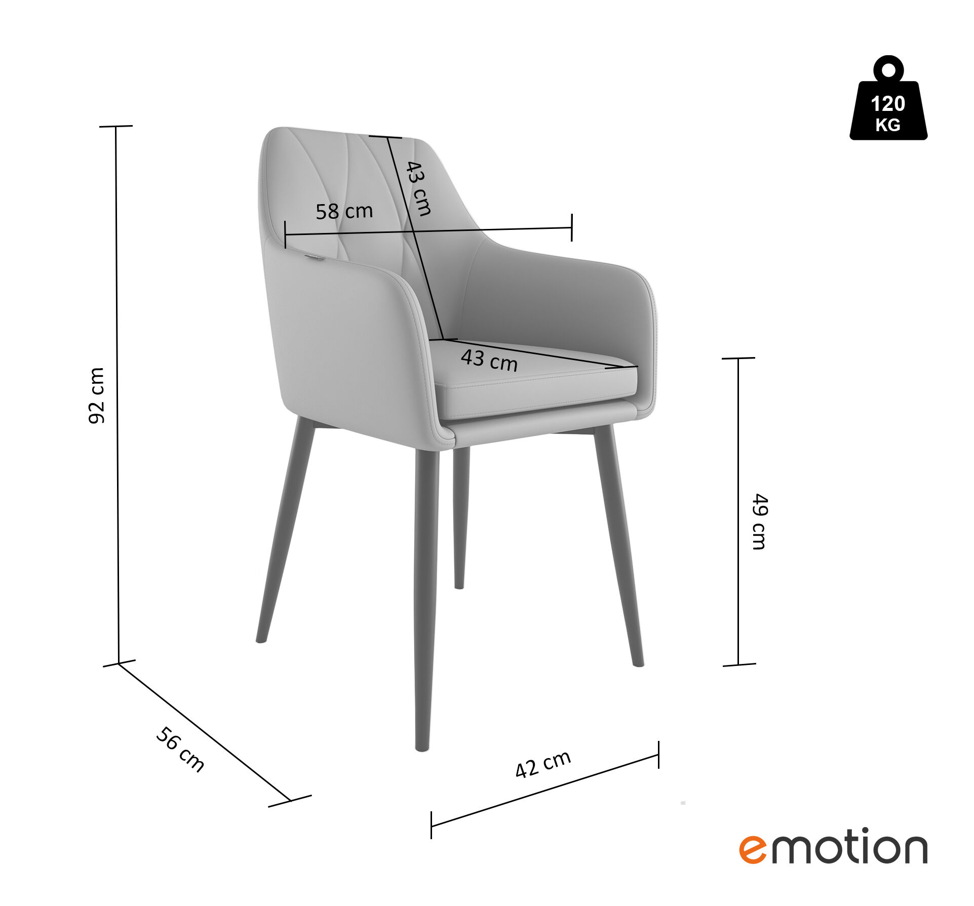 Esszimmerstuhl Design Küchenstuhl Ida Kunstleder schwarz Metallbeine
