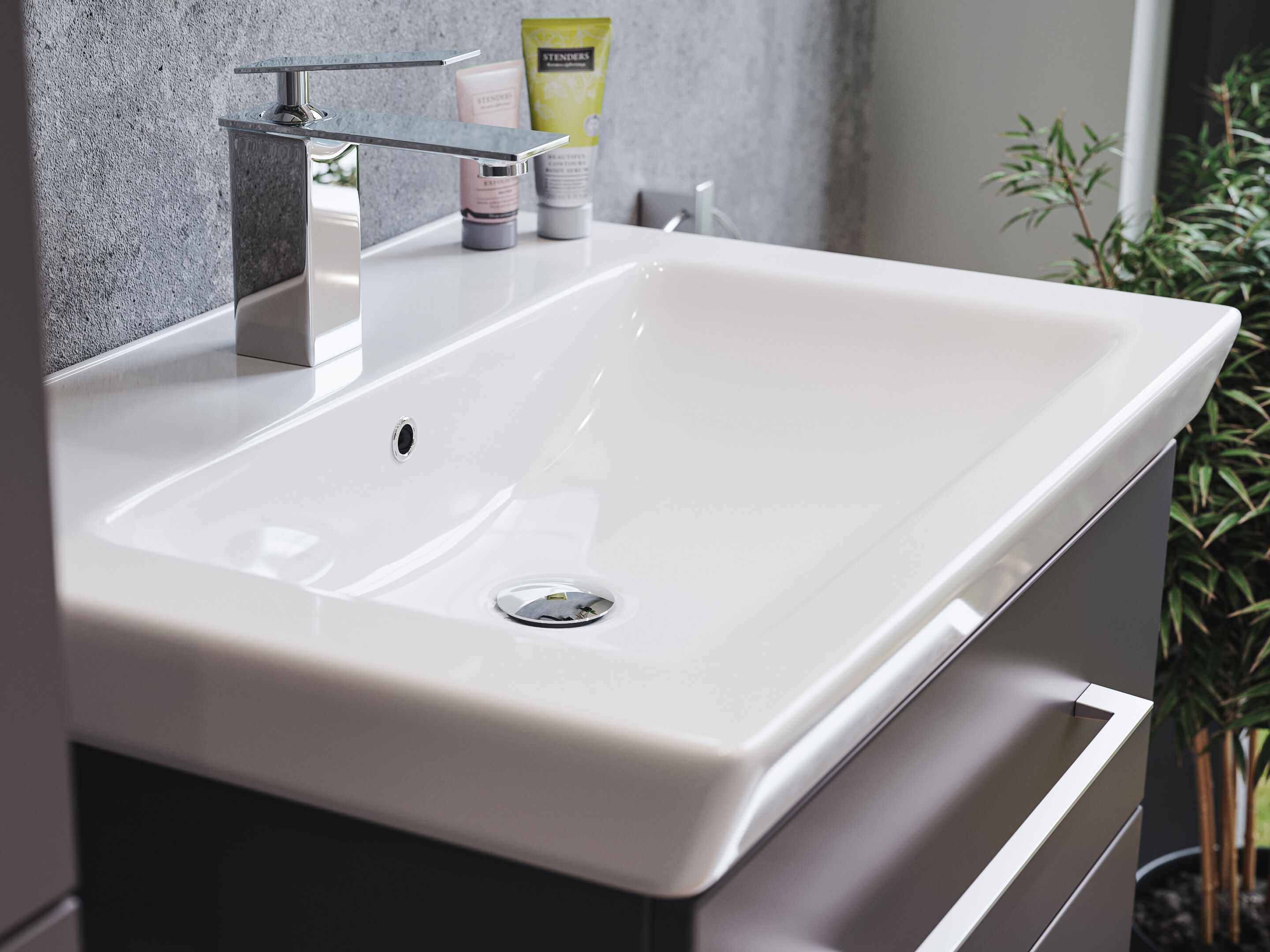 Badmöbel City  65cm mit V&B Subway 2.0 Waschbecken SoftClose eiche hell