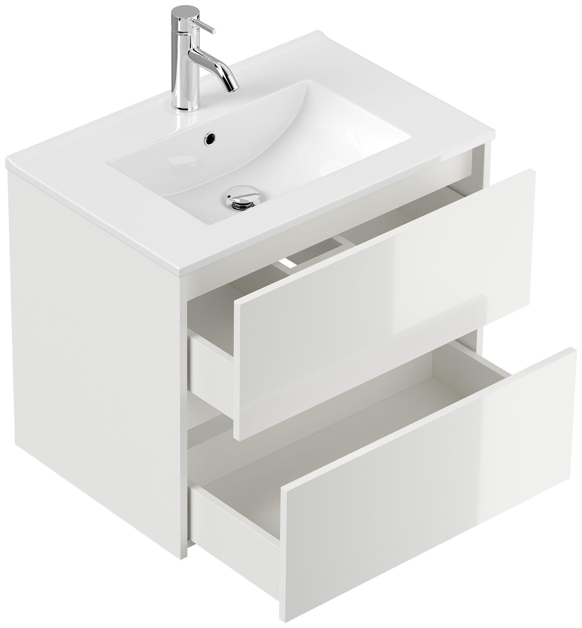 Badmöbel Set Taifun 2tlg. 70cm mit LED Spiegel weiß Hgl