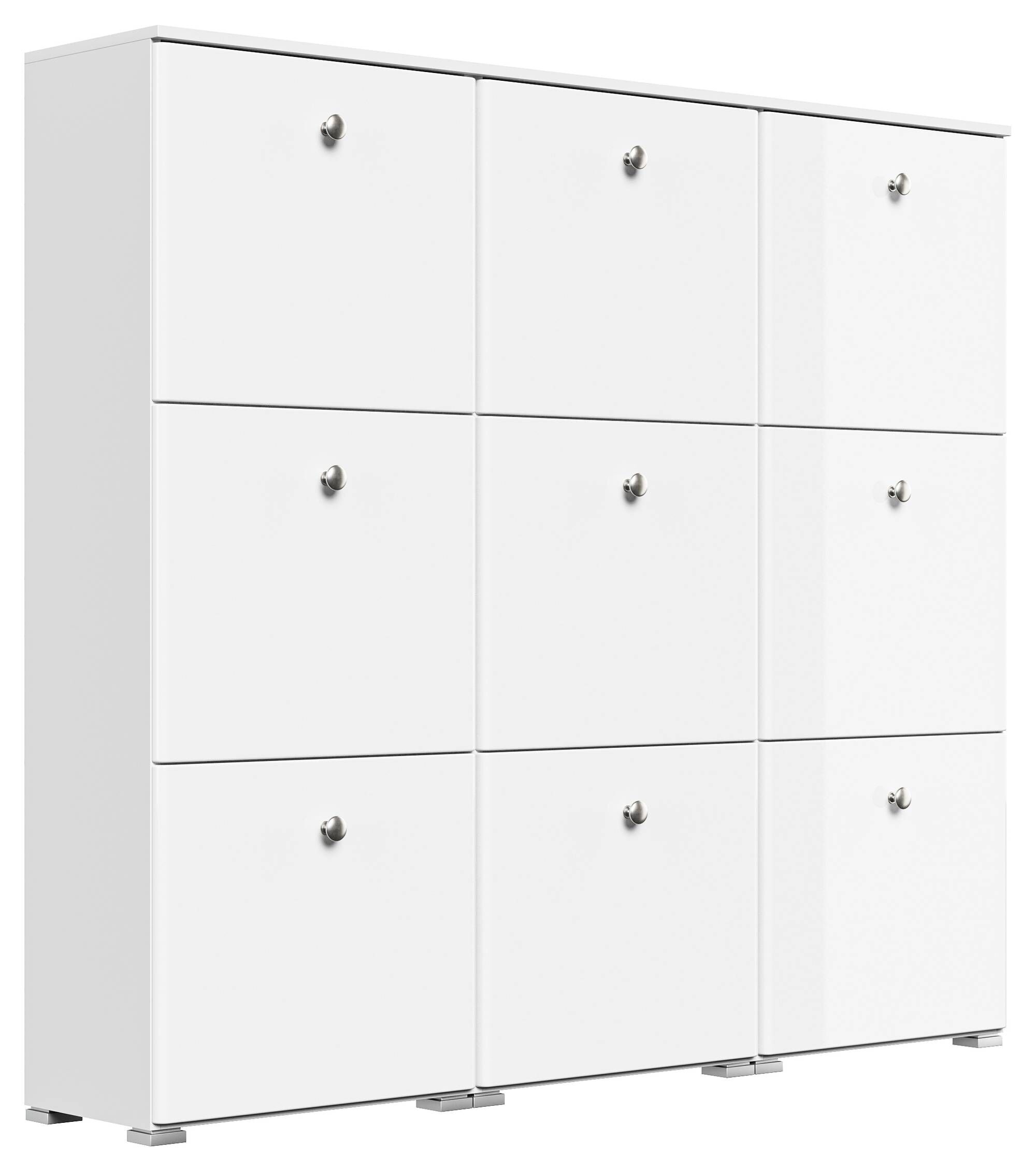 Schuhschrank XL Comfort 9 Klappen 36 Paar 157x141 cm Weiss-Weiss Hgl