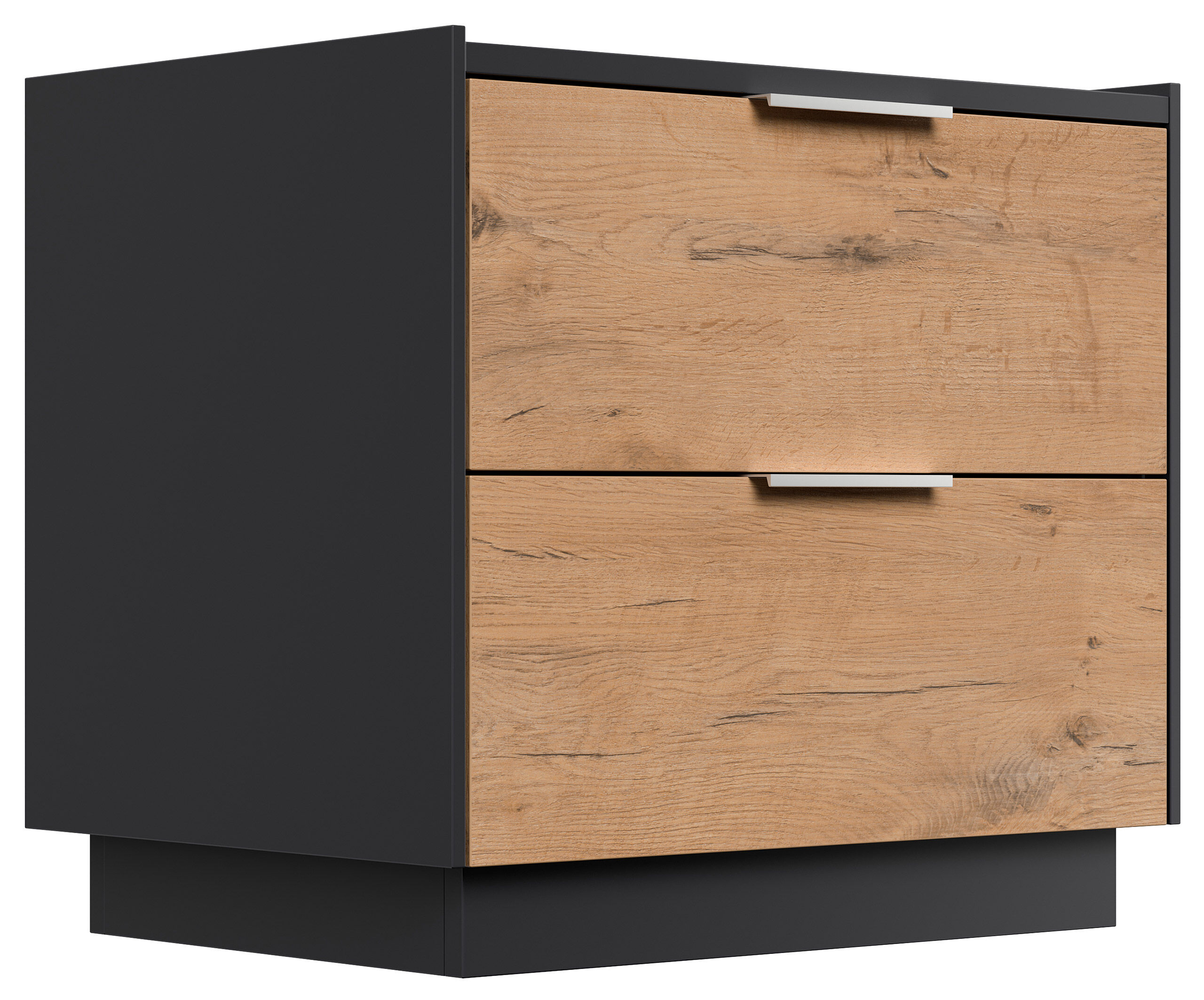 Design Nachttisch Kommode Artem 60cm, 2 Softeinzüge lackiert Weiß Hgl