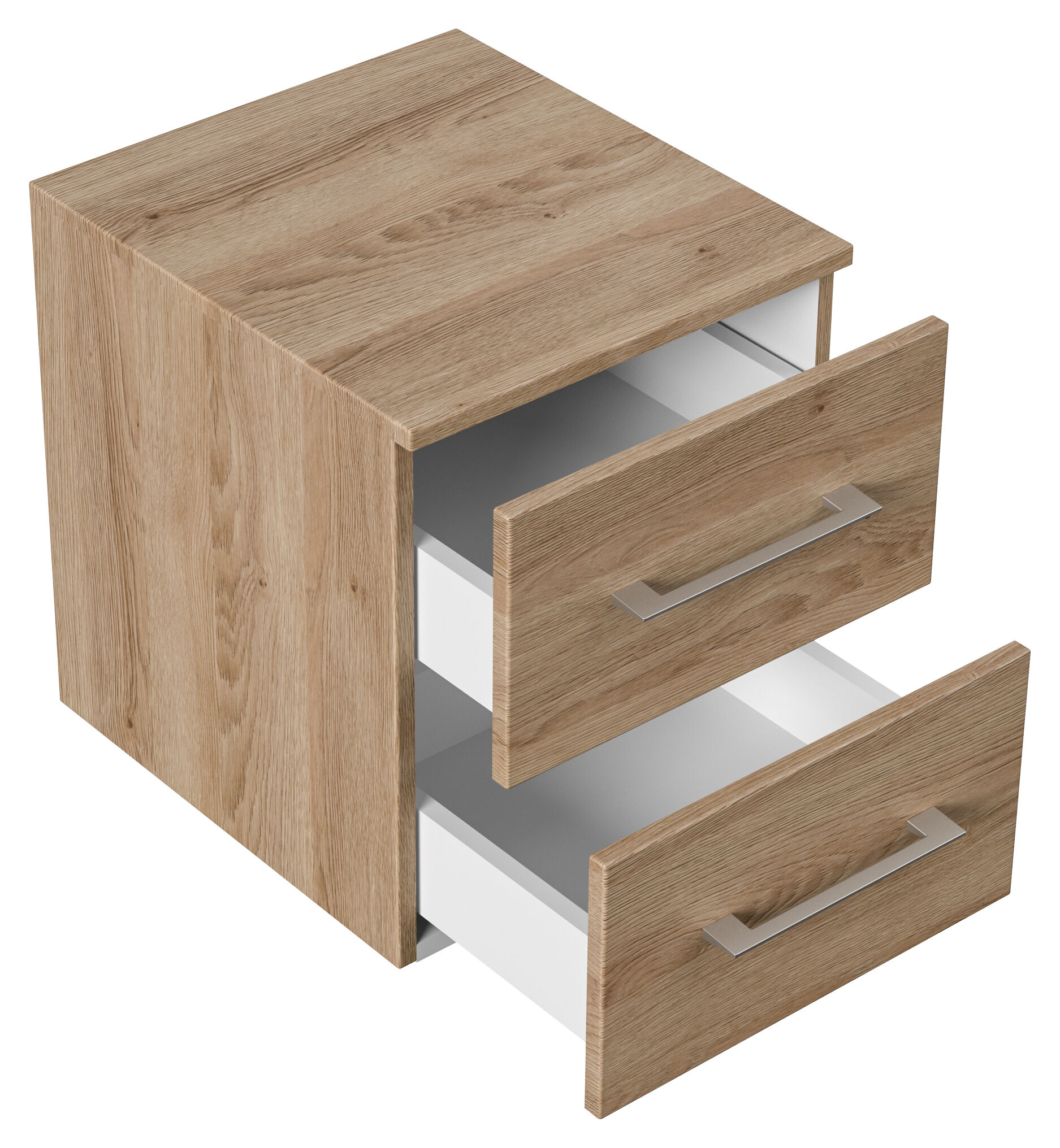 Kombi: Seitenschrank Cube, Regal-Panel 3 Glasböden eiche hell