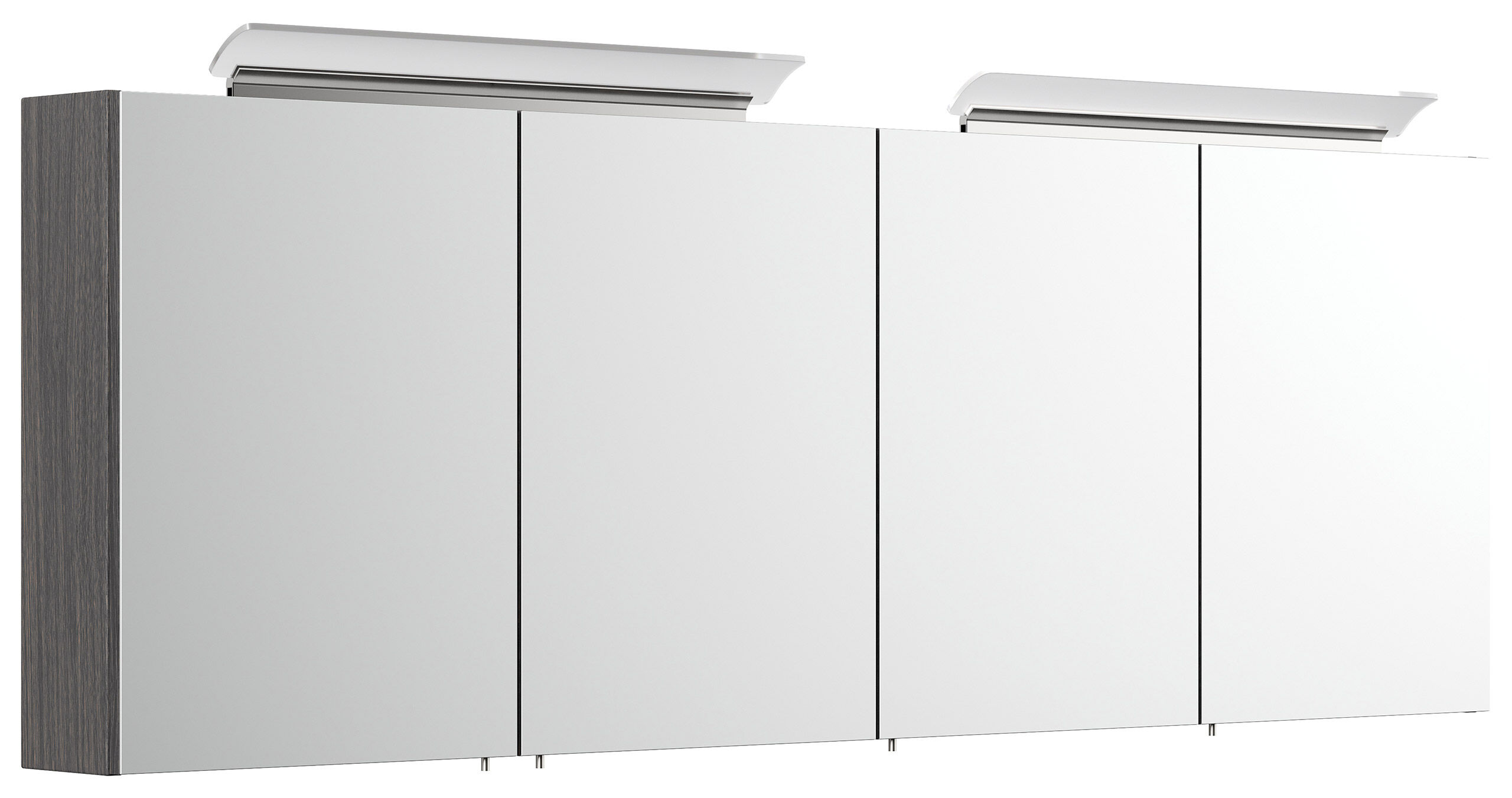 Spiegelschrank 180cm mit Acryl-Lampe und Glasböden Weiss hochglanz