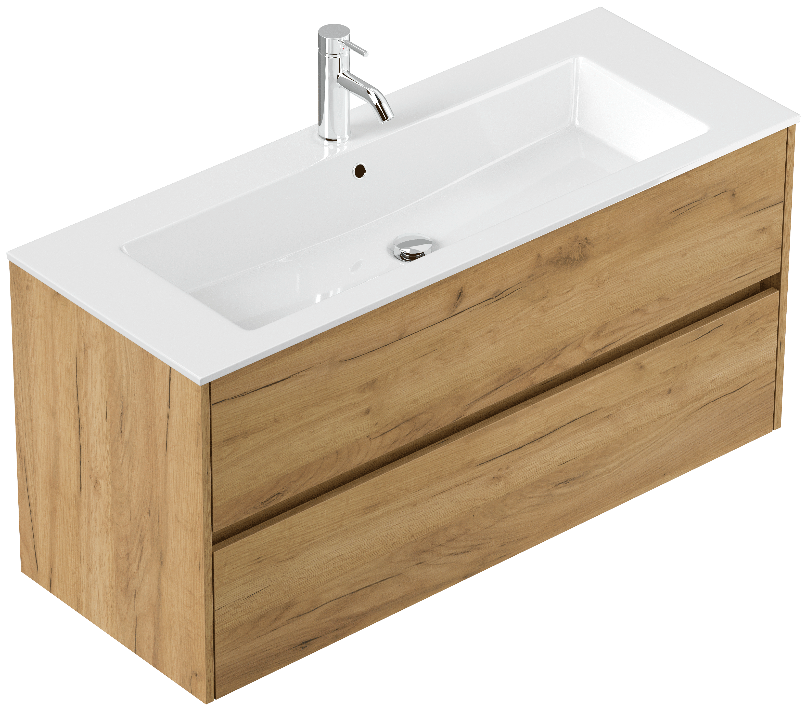 Badmöbel Taifun mit Waschtisch 120 cm 2 Greifraum SoftClose Auszüge eiche gold