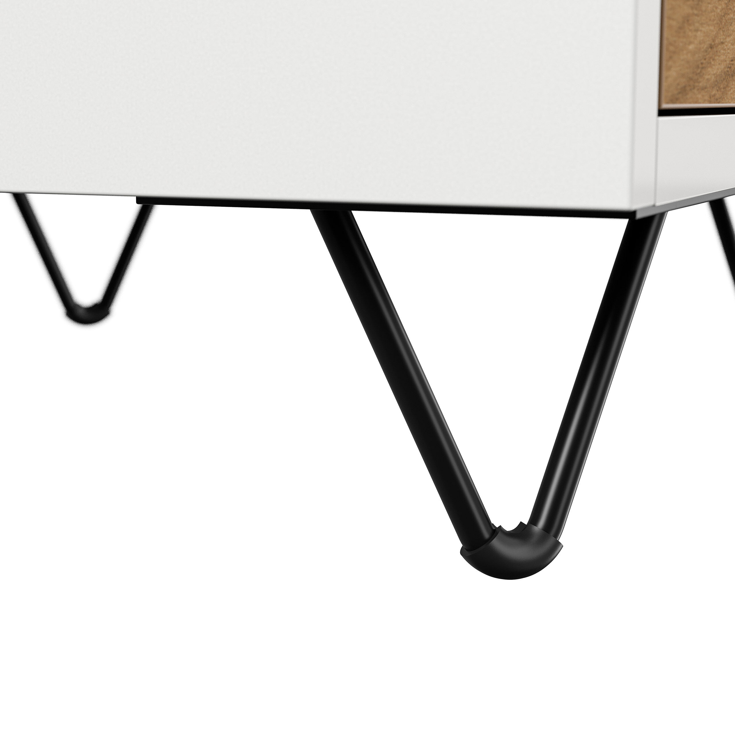 Nachttisch Yako 40cm 2 SoftClose stehend Weiß & Eiche Top