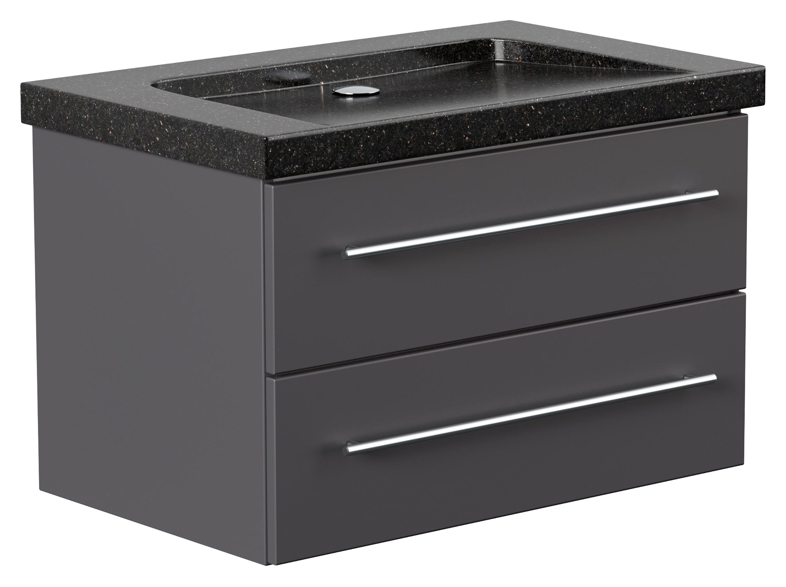 Badmöbel Granit Galaxy Black Damo 75 cm ohne Hahnloch SoftClose anthrazit