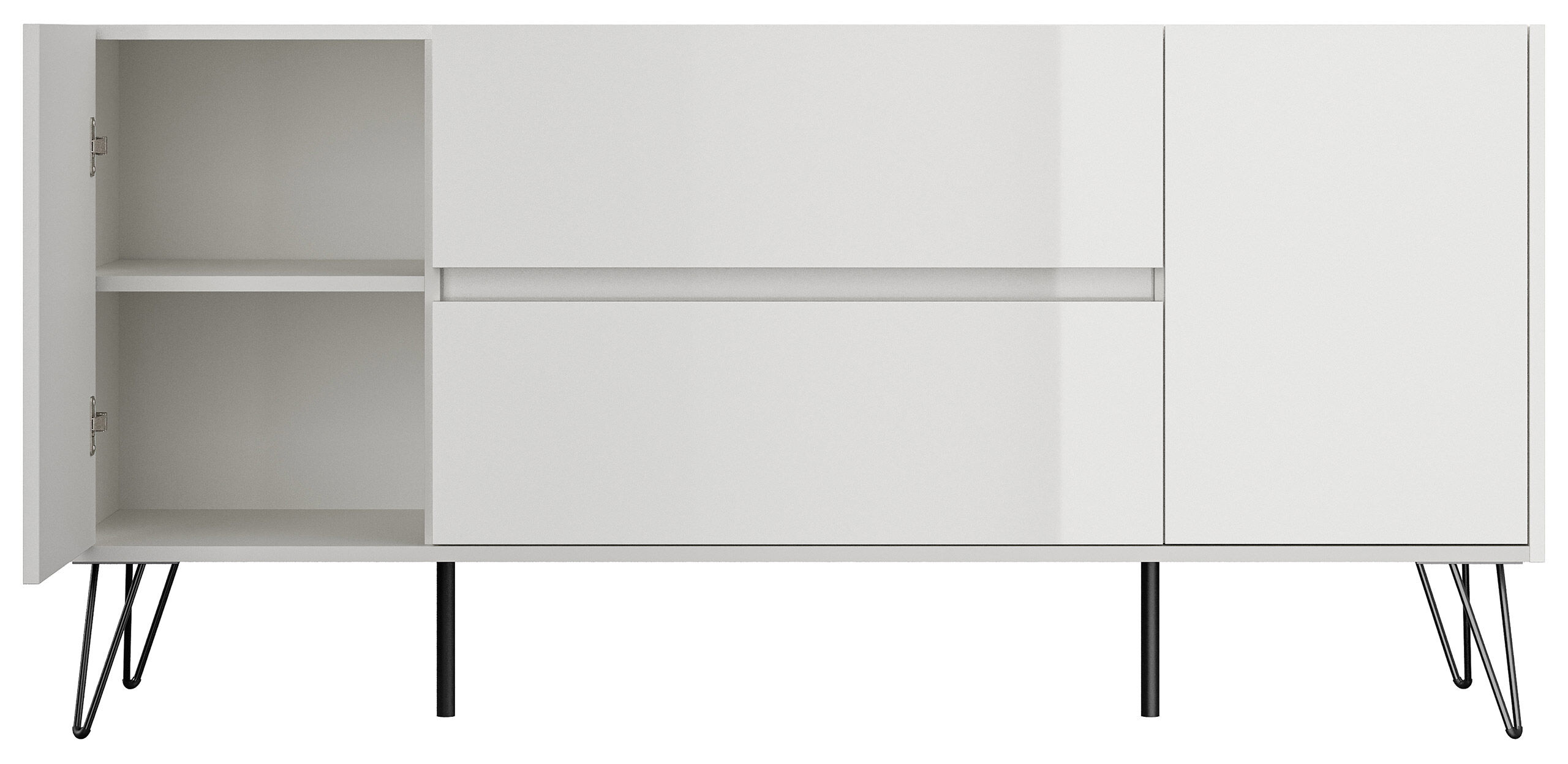 Raumwunder Sideboard Kommode Taran 155cm 2 SoftClose 2 Türen Grafit/Eiche Front