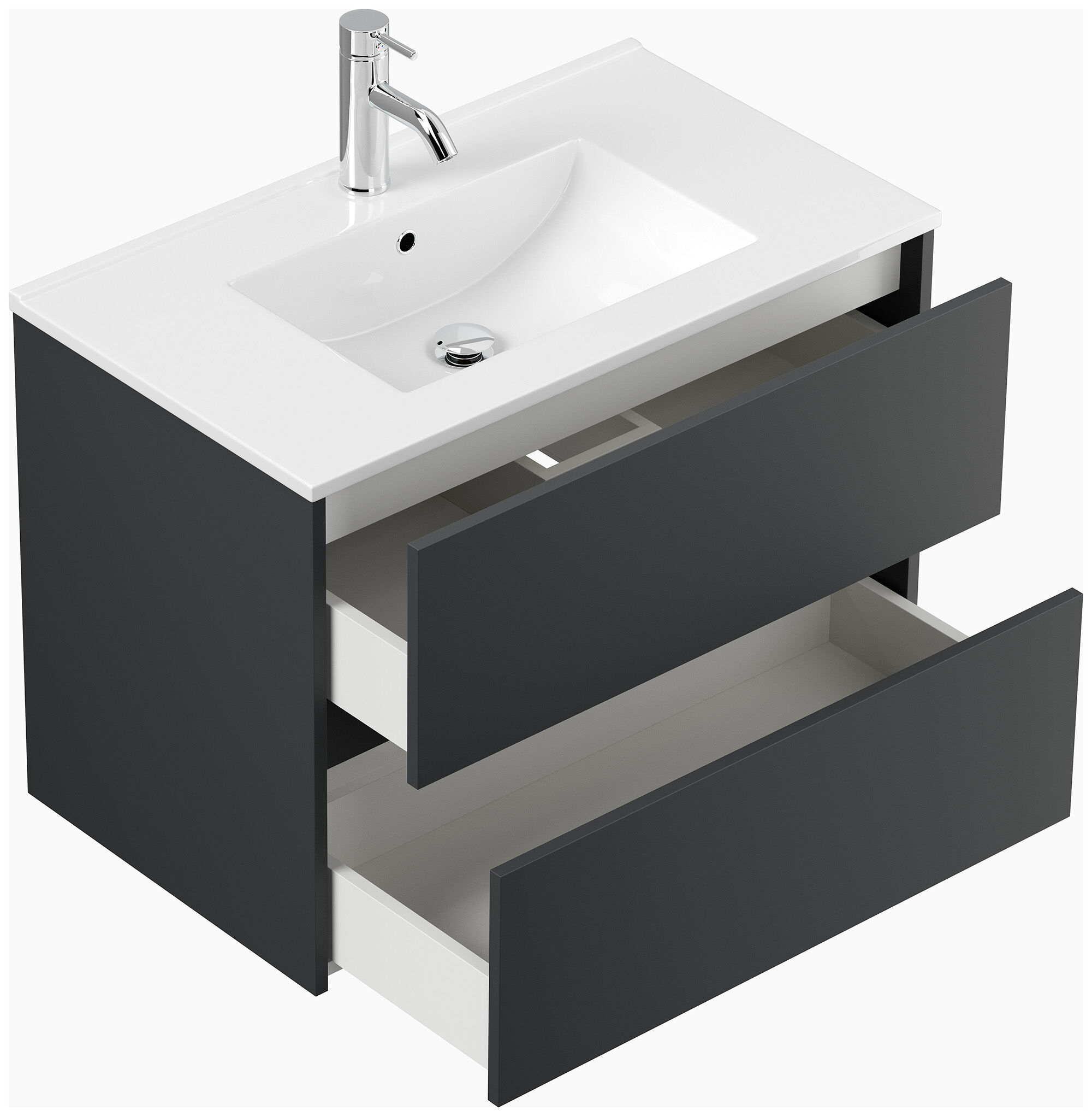 Badmöbelset Taifun 80cm 4tlg mit Spiegelschrank &2x Badschrank grafit