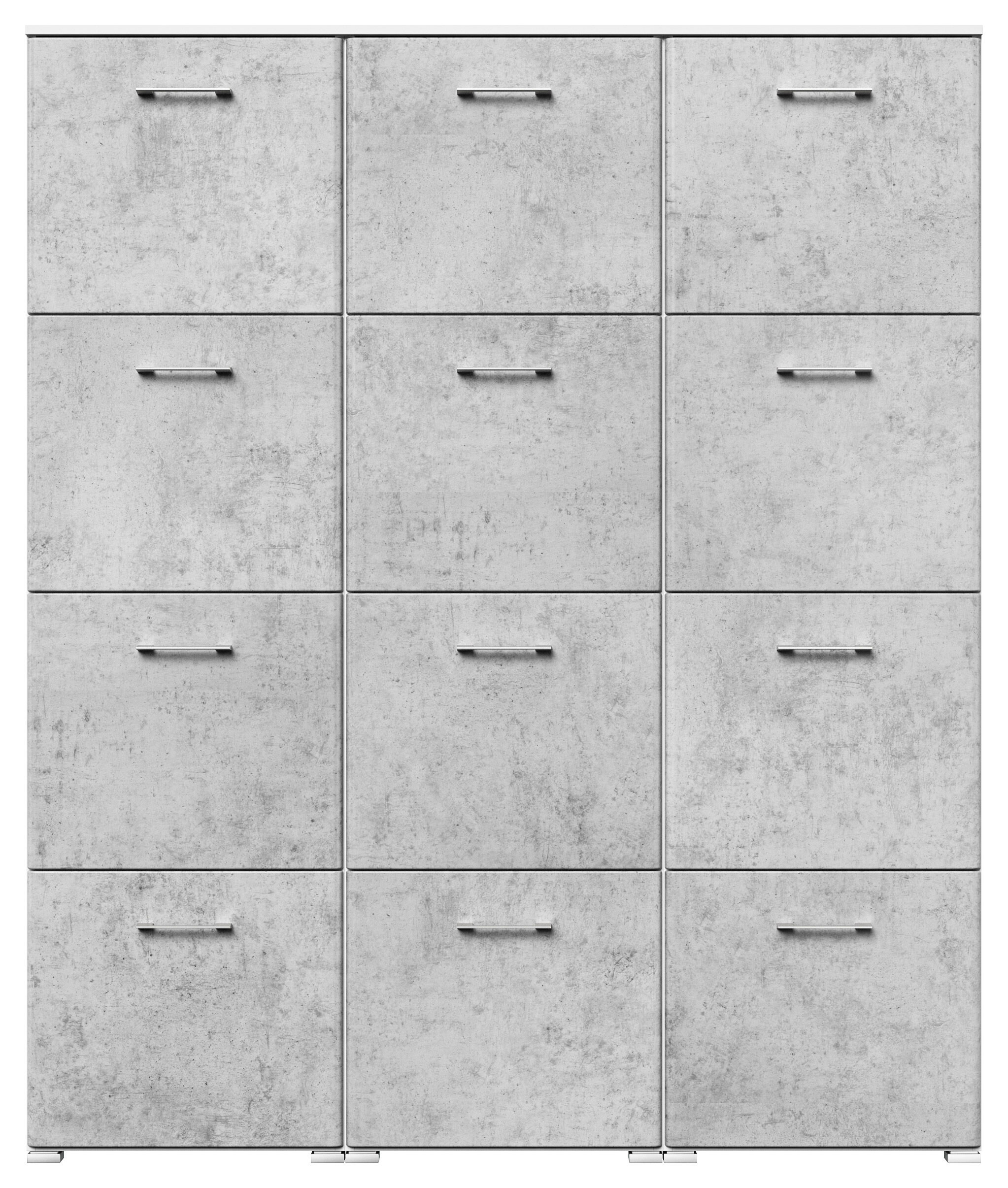 Schuhschrank XXXL Emotion 12 Klappen 48 Paar 160x187 cm Weiss-Brombeer
