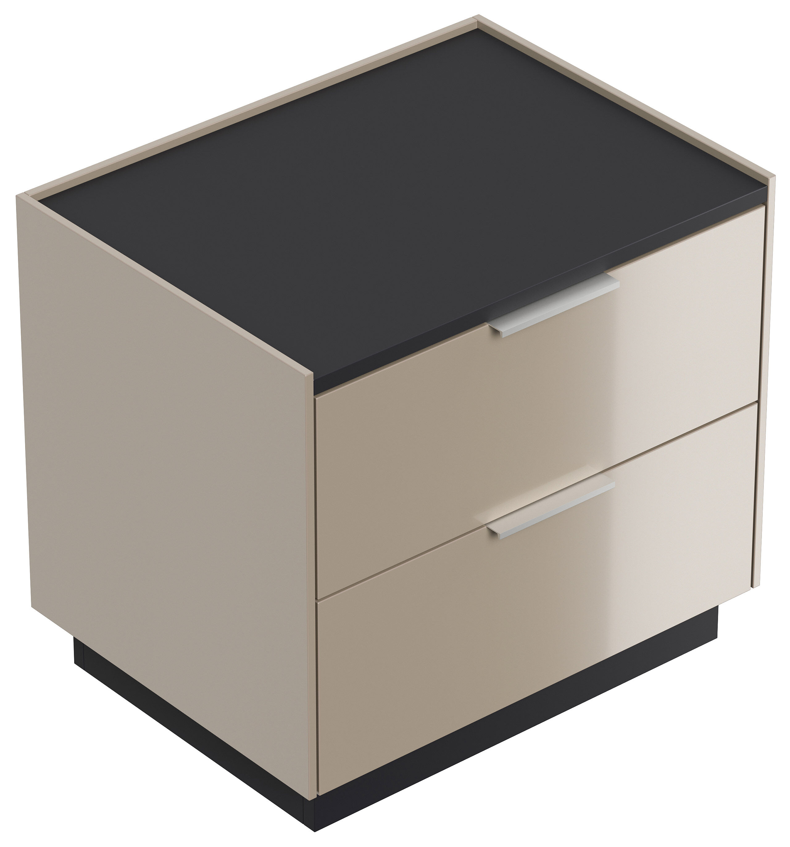 Design Nachttisch Kommode Artem 60cm, 2 Softeinzüge lackiert Weiß Hgl