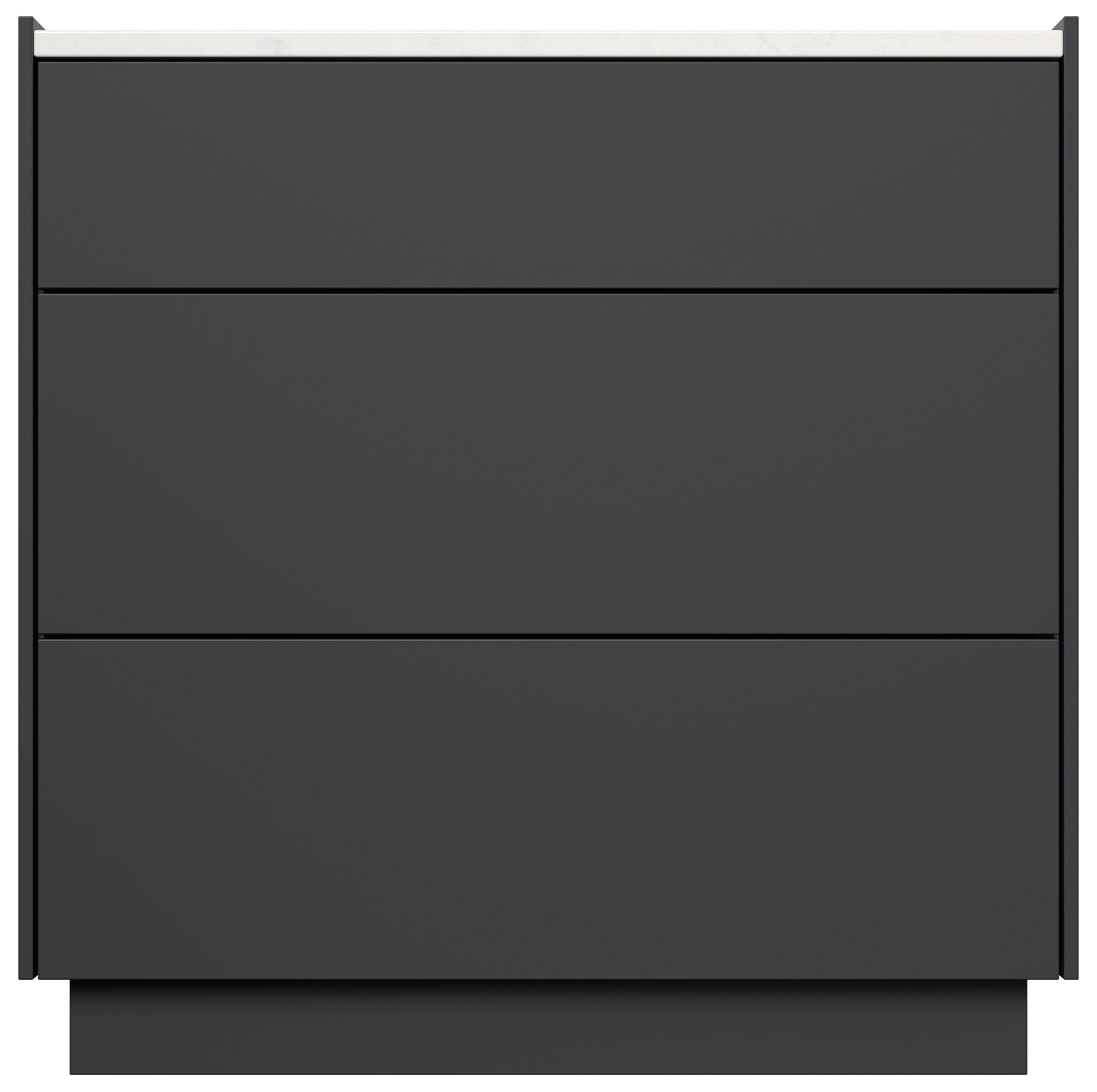 Nachttisch Kommode Lux XL 70cm, Quarz, 3 Pushauszüge Weiß Hgl für Boxspringbett