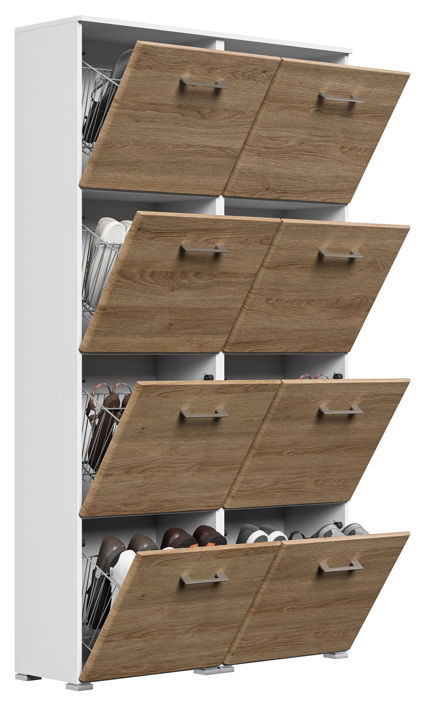 Schuhschrank Emotion 8 Klappen 32 Paar 105x187 cm Weiss-Brombeer