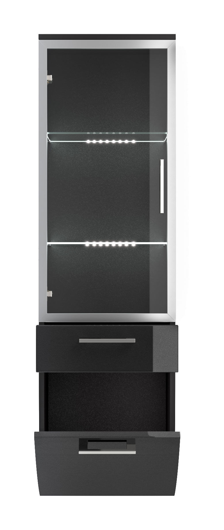Hochschrank Rima 135 cm mit Glastür rund Anthrazit