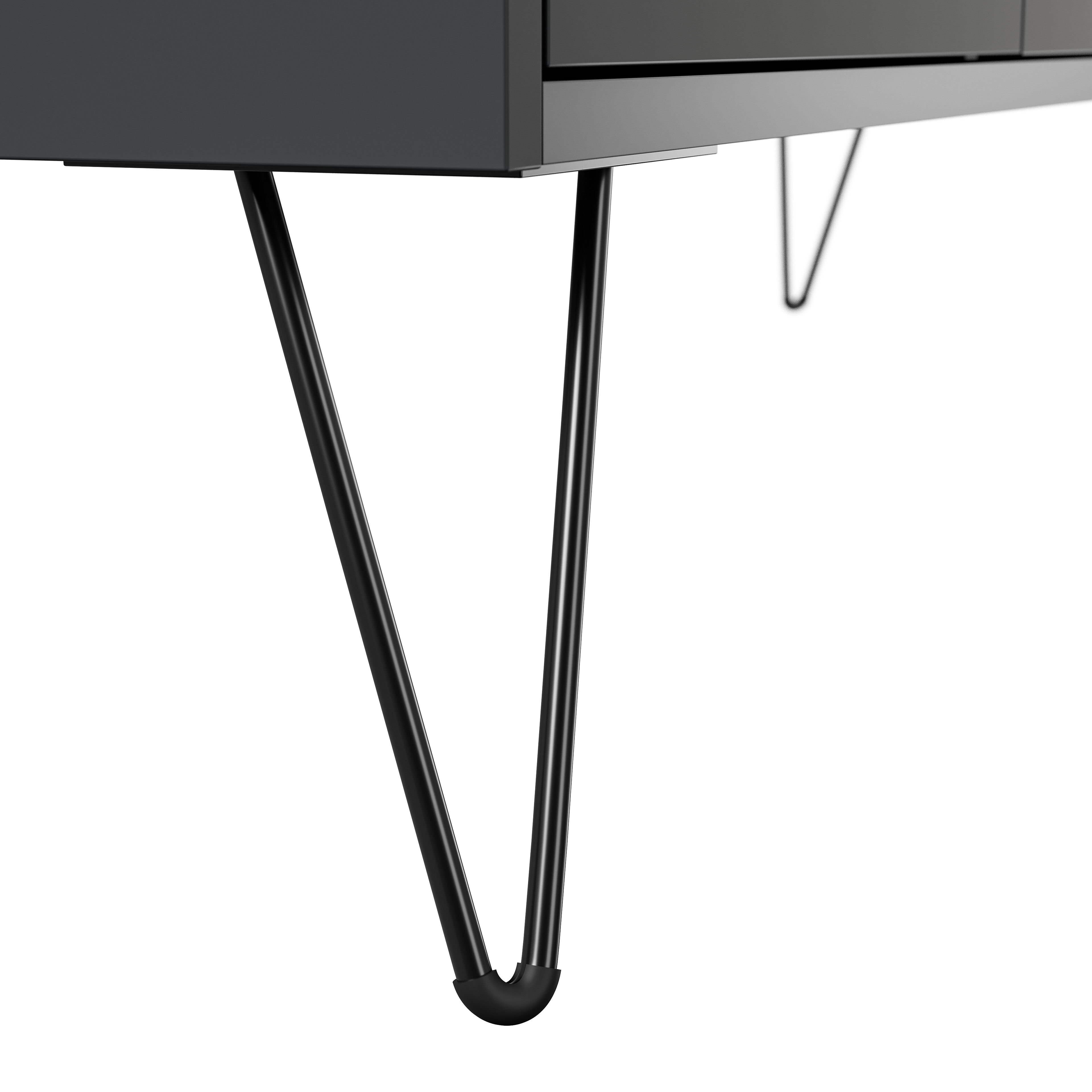Design Sideboard Kommode Rauk 80cm 3 Greifraum SoftClose 1 Tür Grafit