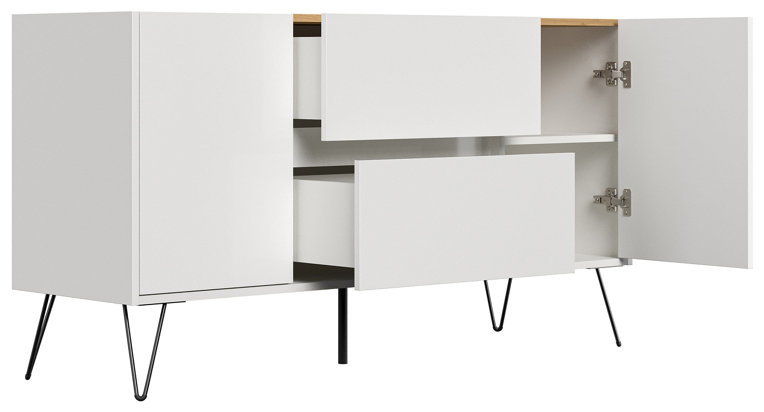 Raumwunder Sideboard Maya 140cm 2 Greif-SoftClose 2 Türen Grafit/Eiche Front