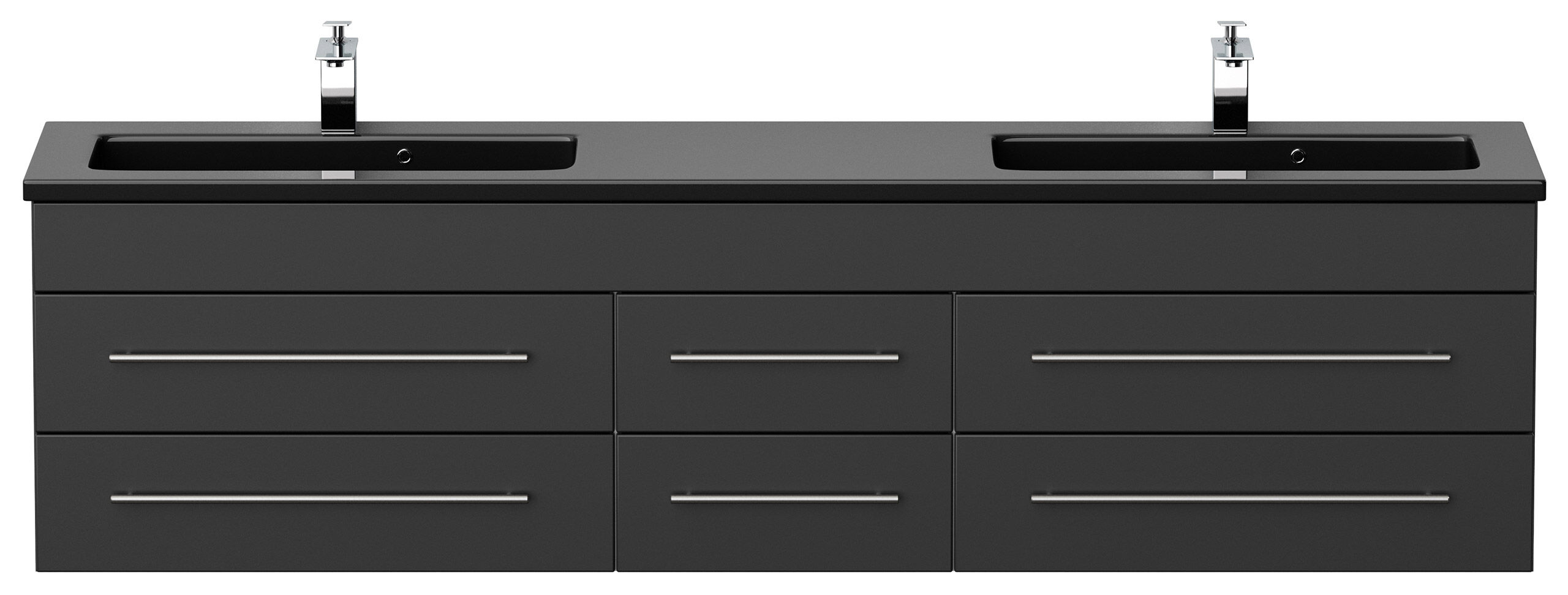Badmöbel Compose 200 schwarzes Waschbecken SoftClose schwarz
