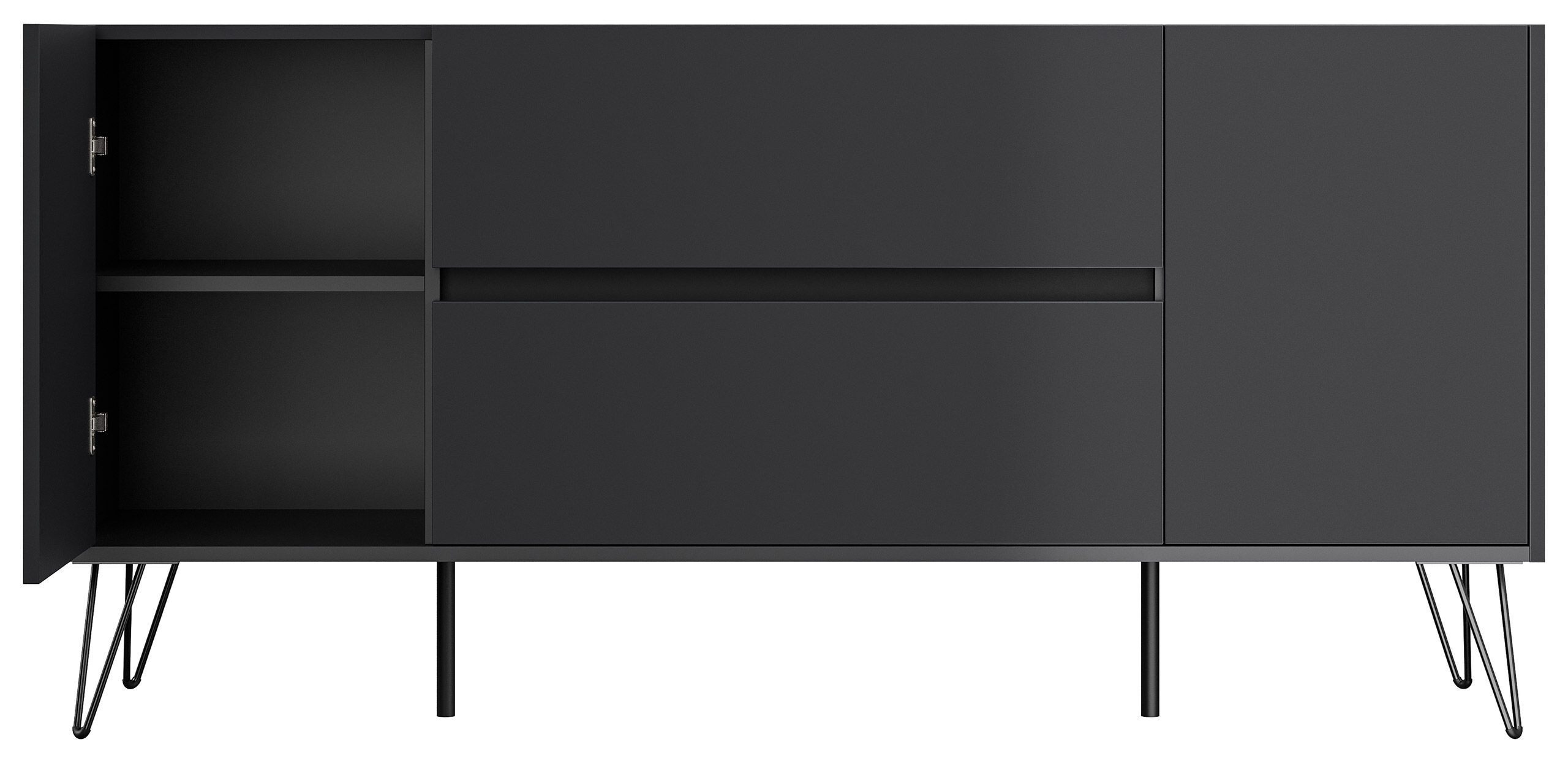 Raumwunder Sideboard Kommode Taran 155cm 2 SoftClose 2 Türen Grafit/Eiche Front