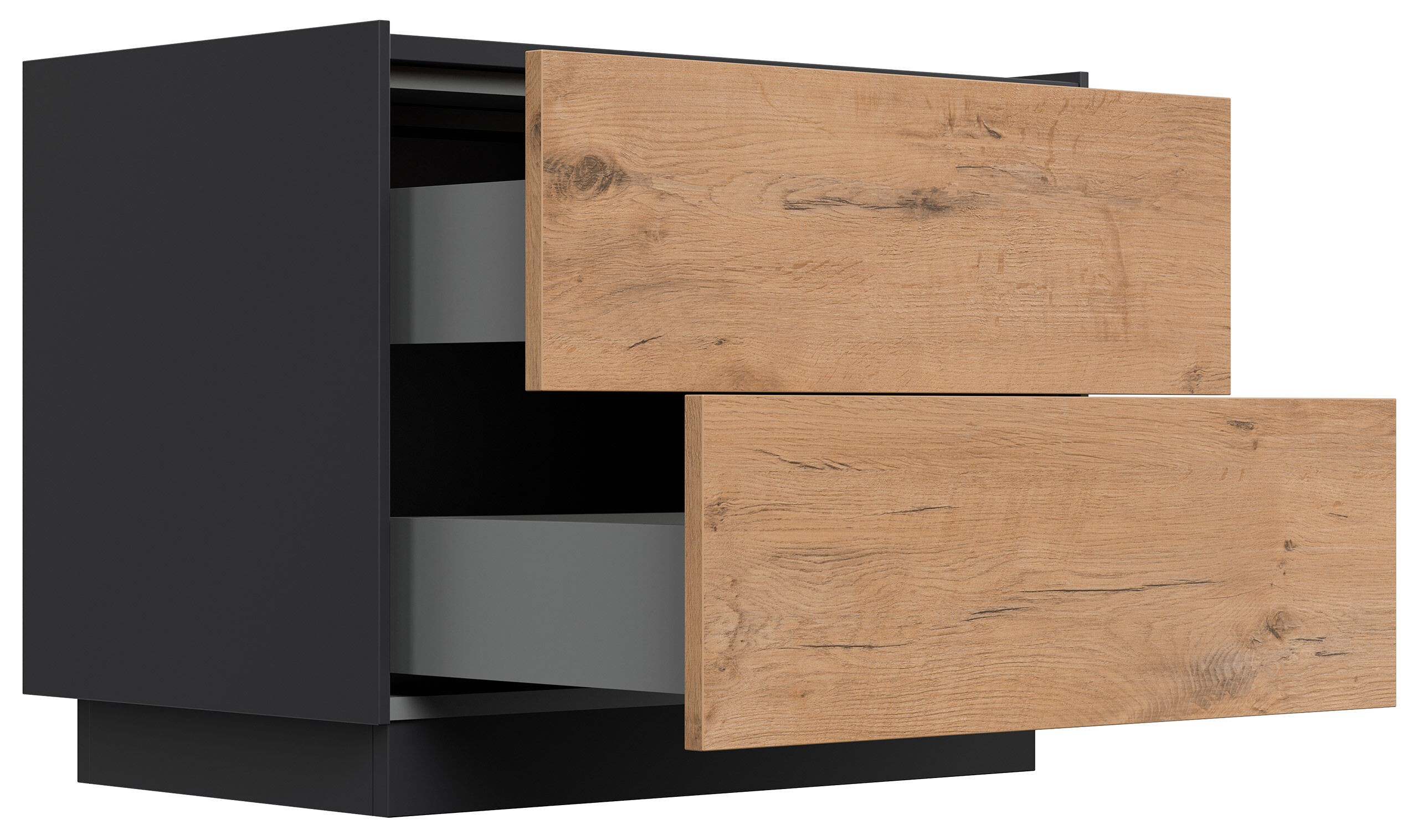Design Nachttisch Kommode Concepto XL 70cm, 2 Pushauszüge lackiert Weiß Hgl