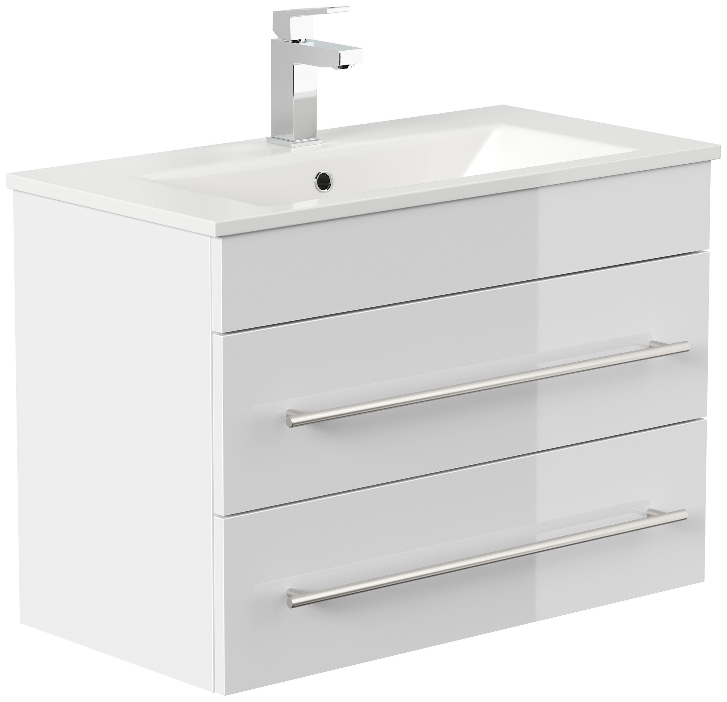 Badmöbel Mona 80x36cm mit 2 SoftClose Schubladen weiss hochglanz