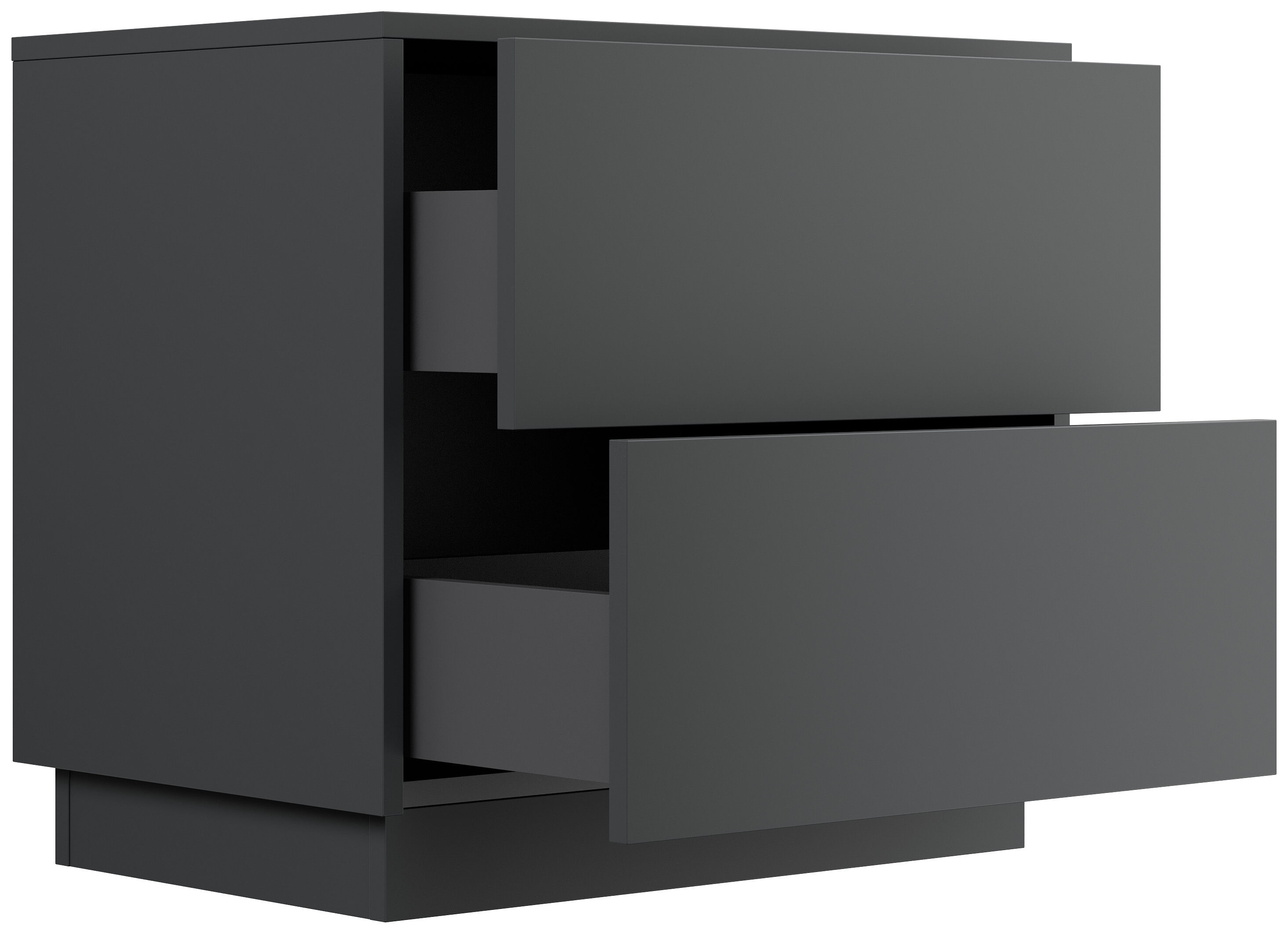 Design Nachttisch Concepto L 60cm stehend, 2 Pushauszüge Weiß Hgl Eiche