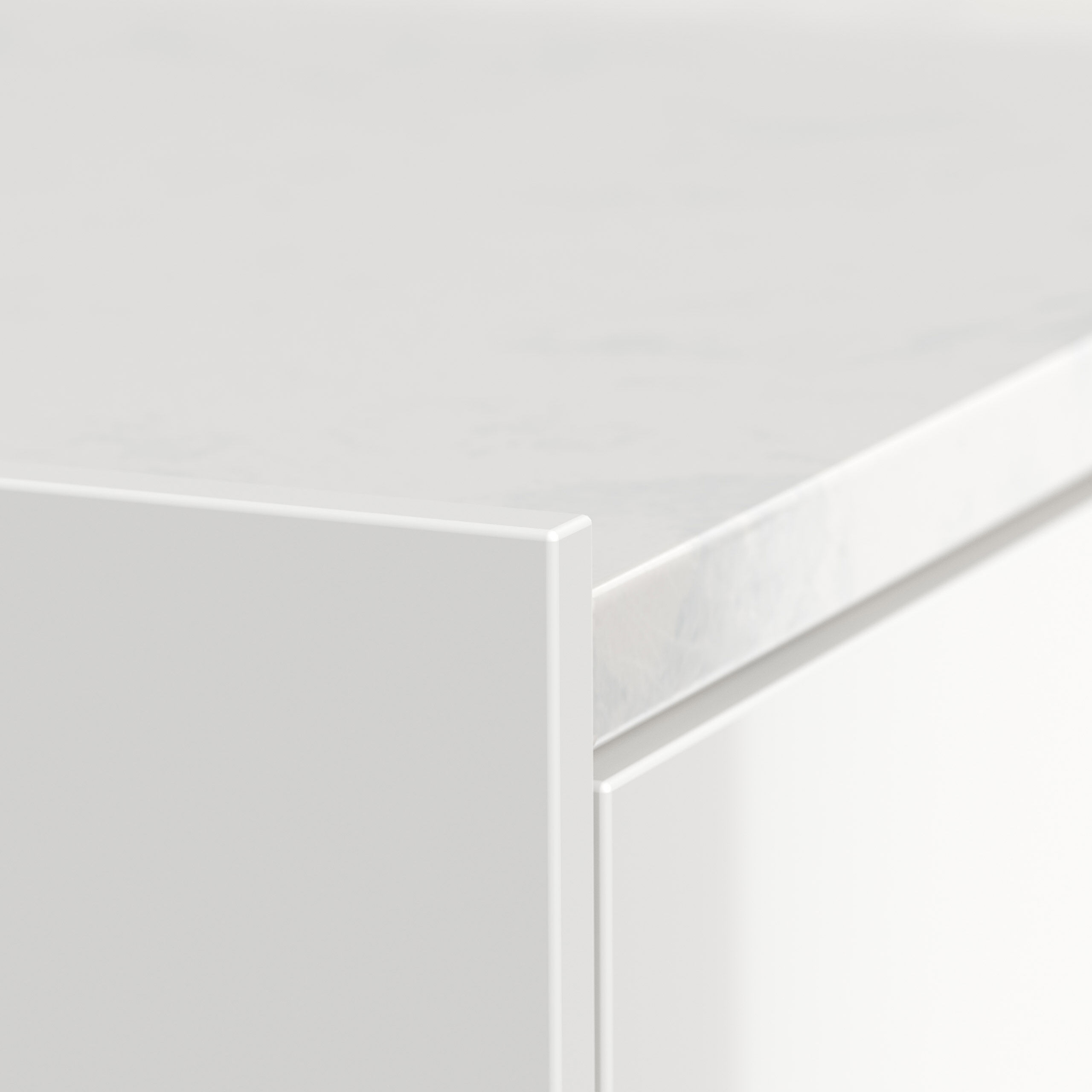 Nachttisch Kommode Concepto XL 70cm, Quarztop, 2 Pushauszüge lackiert Weiß Hgl
