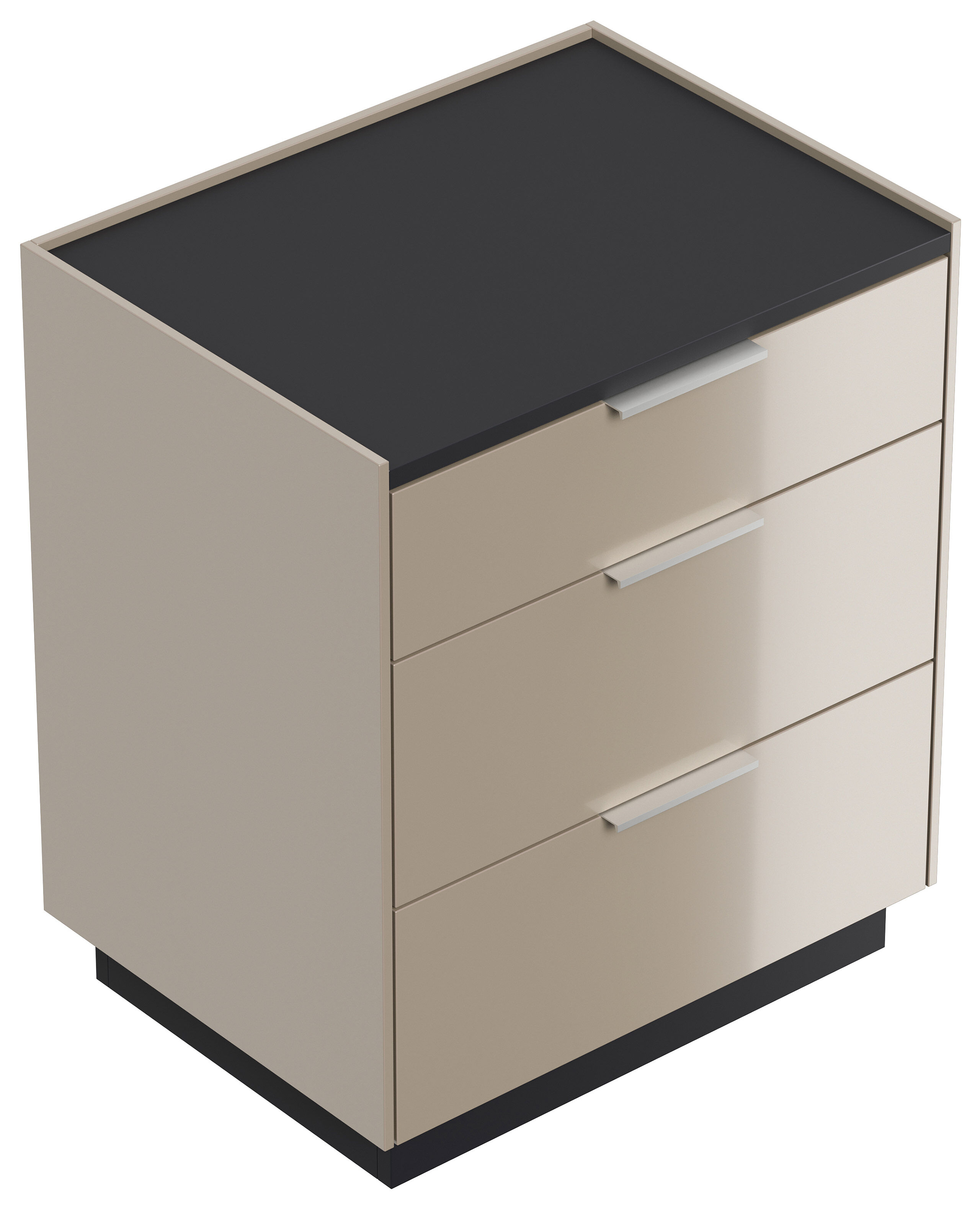 Nachttisch Tamilis 60cm, 3 Softeinzüge lackiert Creme Grafit für Boxspringbett